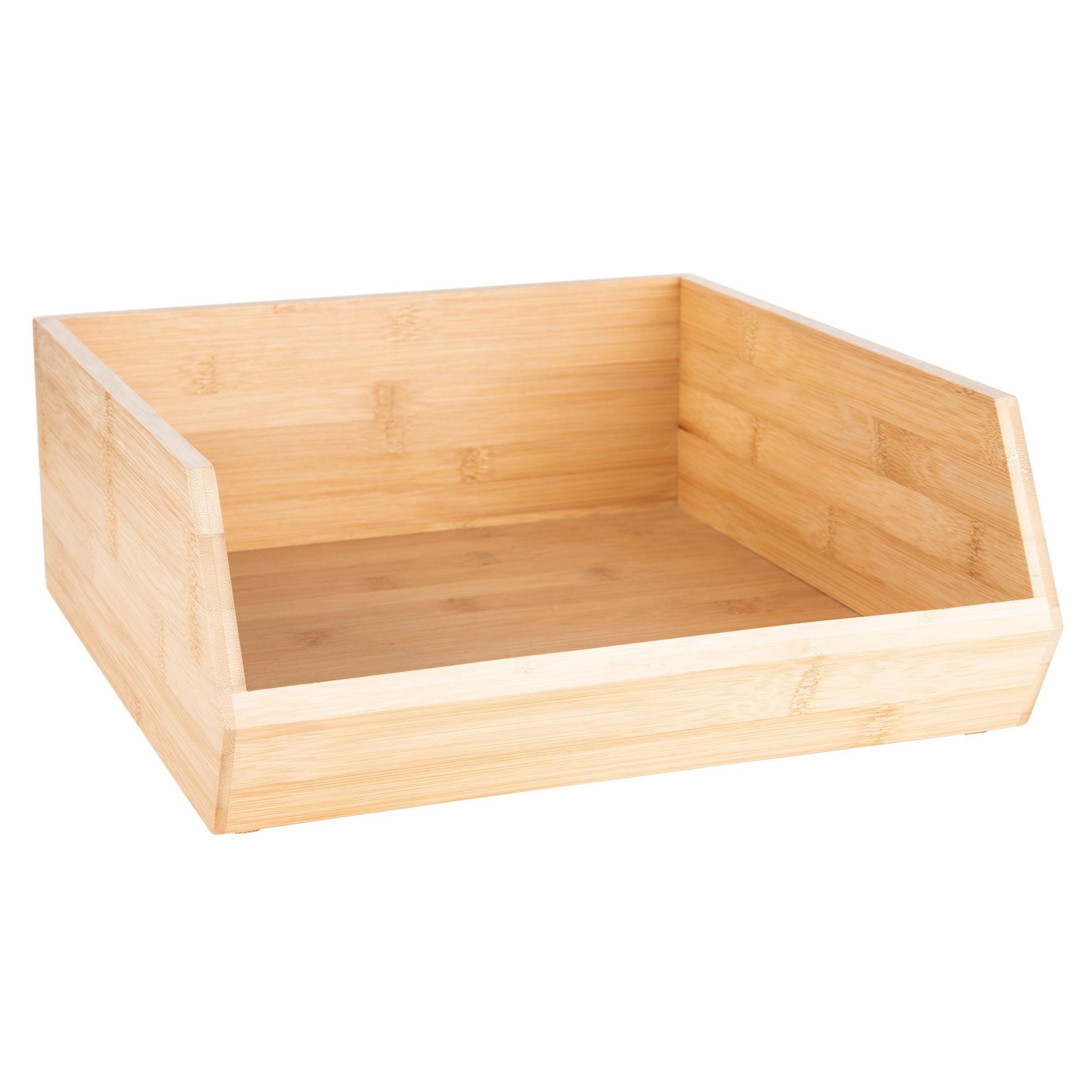 Large Bamboo Stackable Organizer - Space-Saving Storage for Kitchen, Bathroom & Office - Eco-Friendly Home Organization Solution