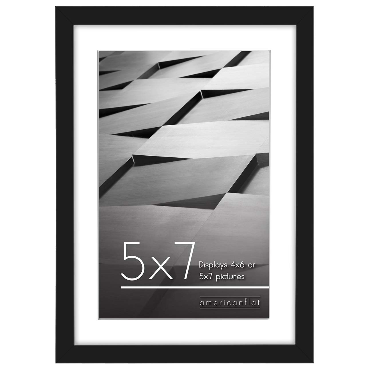 Americanflat 5x7 Picture Frame in Black - Slim Border Photo Frame Displays 4x6 With Mat & 5x7 Without Mat - Horizontal & Vertical Formats for Wall & Tabletop Display - Perfect for Family Photos, Wedding Pictures & Home Decor