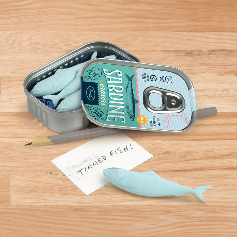 Fred Sardine Erasers - Fun & Unique Fish-Shaped Pencil Erasers for School, Office & Art Supplies | Perfect for Students, Teachers & Artists
