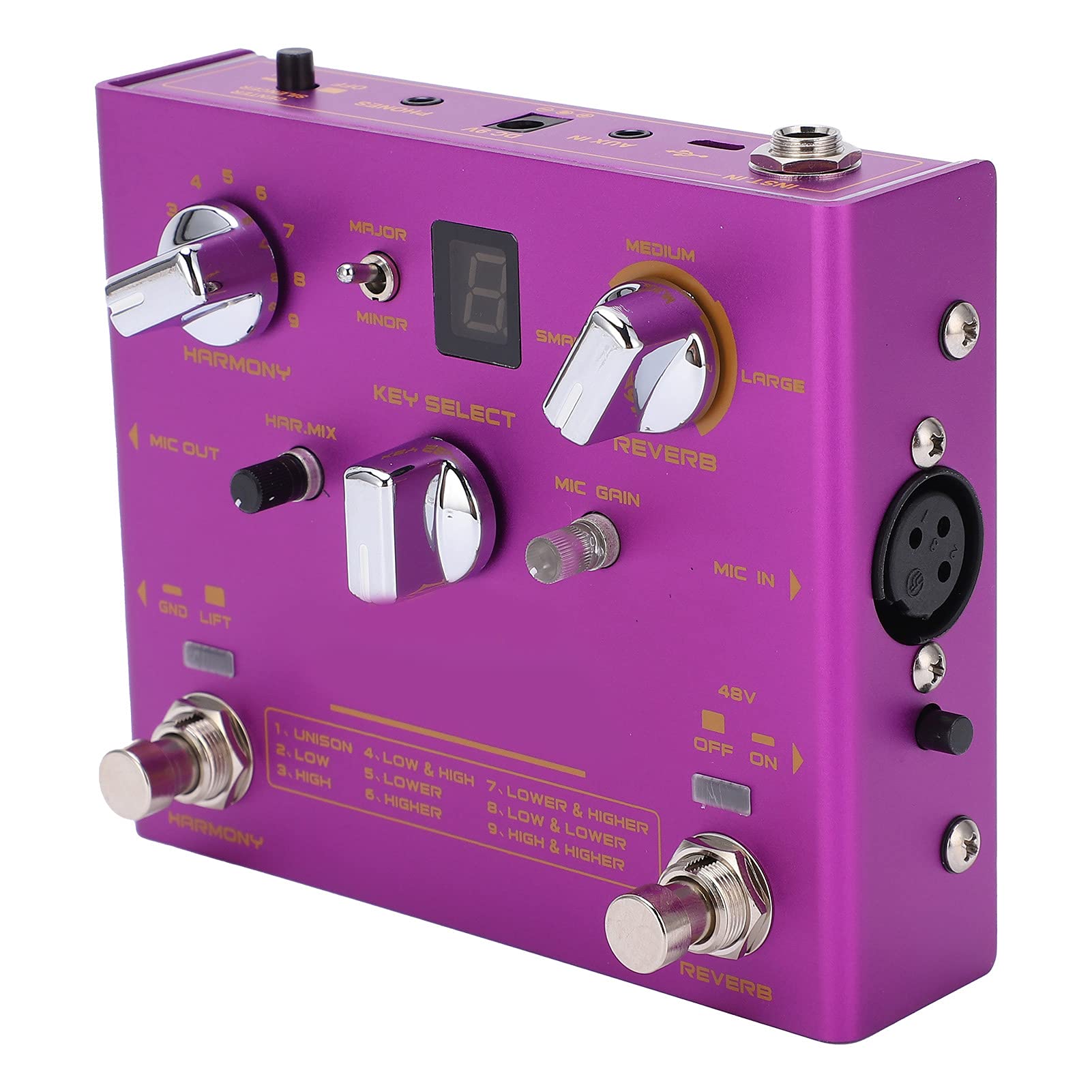 Professional Metal Guitar Effects Pedal with DC 9V 500mA Power & 48V Phantom Power Switch - Perfect for Live Performances, Studio Recording & Electric Guitar Sound Enhancement