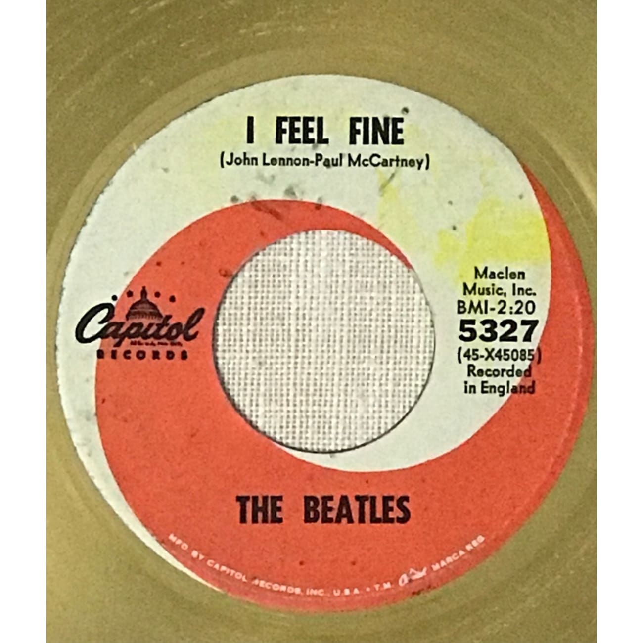 The Beatles I Feel Fine RIAA Gold 45 Award - Rare Collectible Music Memorabilia - Perfect for Beatles Fans & Music Collectors - Display in Home, Office or Music Room