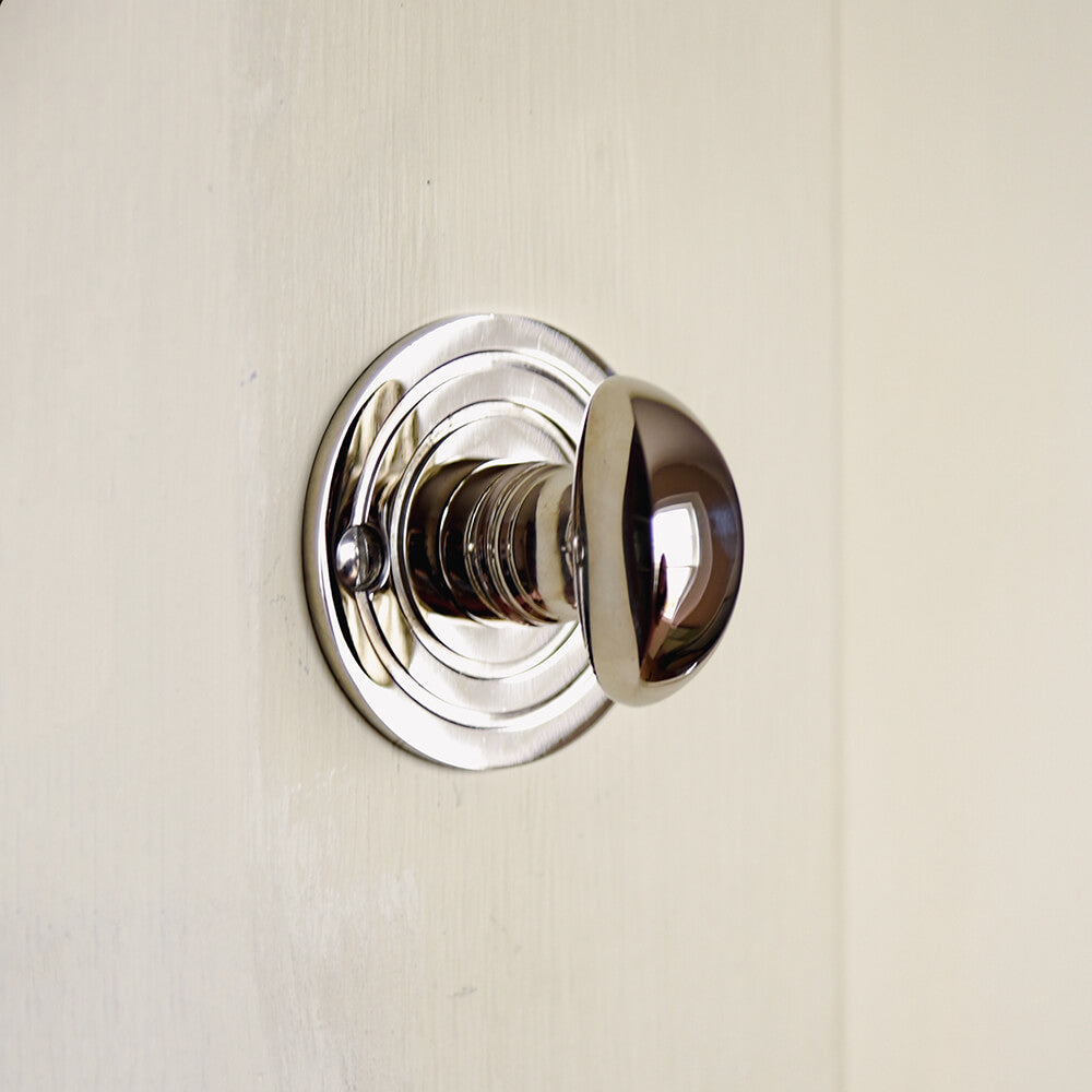 Polished Nickel Round Bathroom Thumbturn Lock - Durable & Stylish Privacy Door Knob for Bathroom, Bedroom, or Closet - Perfect for Home & Office Use