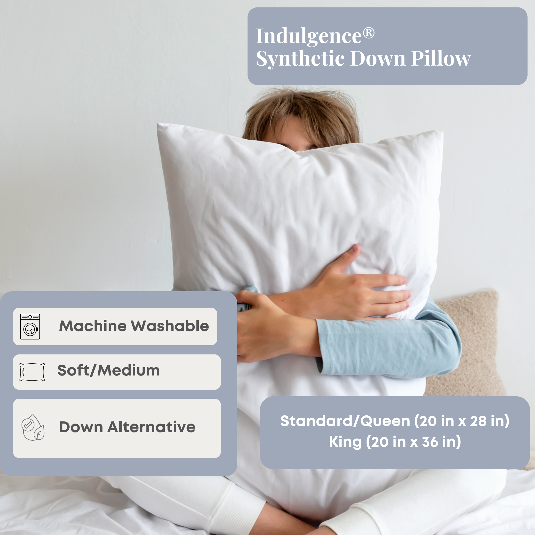 Indulgence® Synthetic Down Pillow - Hypoallergenic & Supportive for Side, Back & Stomach Sleepers - Perfect for Home, Travel & Hotel Use