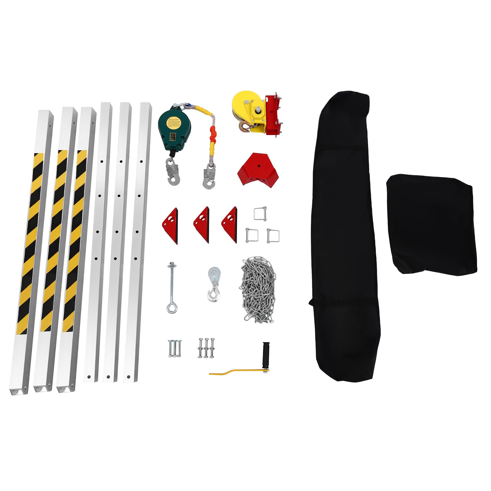 **1200lbs Winch Confined Space Tripod Kit - Adjustable 65.62' Cable, Self-Locking Fall Arrester, Storage Bags - Ideal for Confined Space Rescue, Construction, and Industrial Safety**