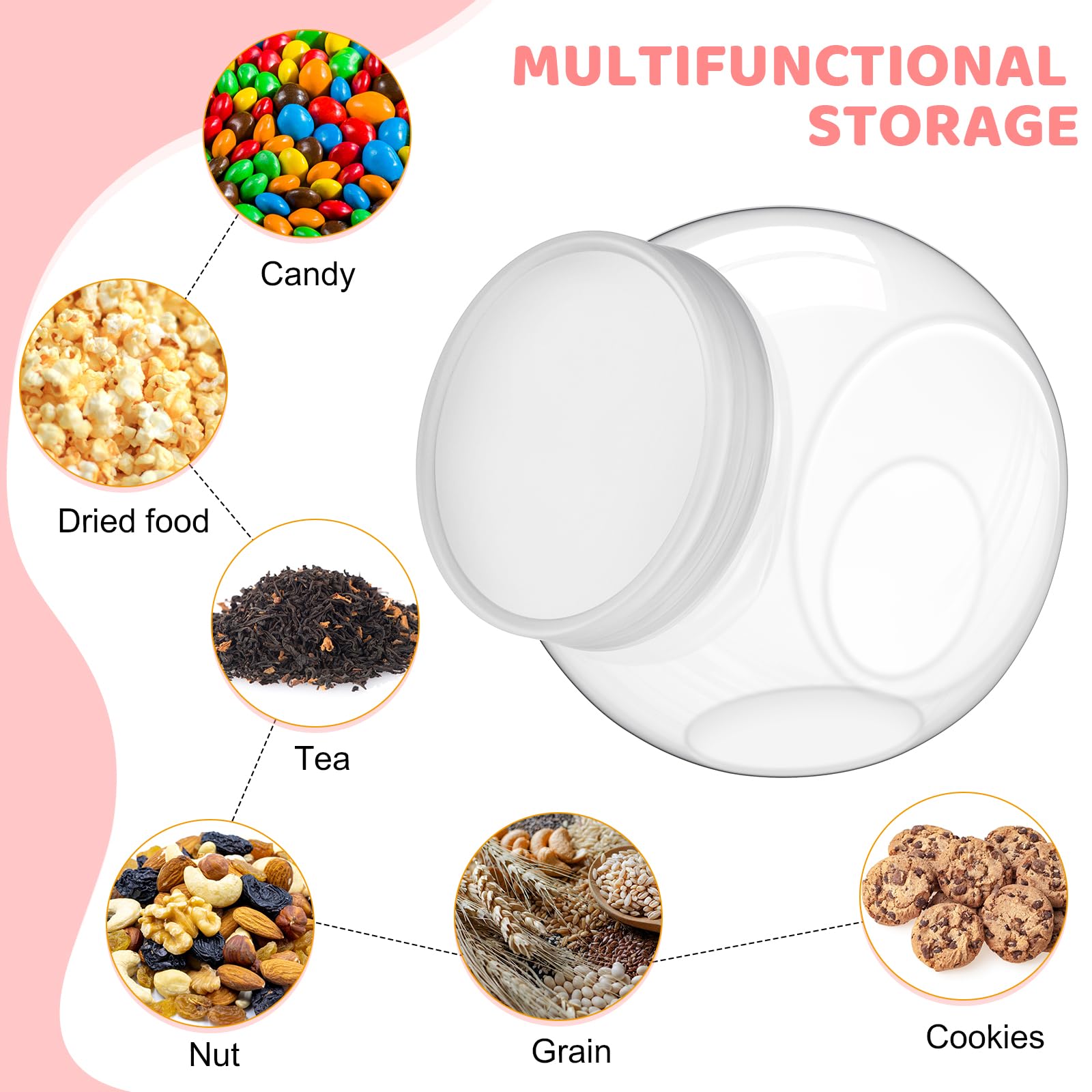 Umigy 2-Pack 84.5 oz Clear Plastic Candy Jars with Airtight Lids & Candy Scoops - Kitchen Cookie Storage Containers for Candy Buffet, Party Table Display & Home Decor