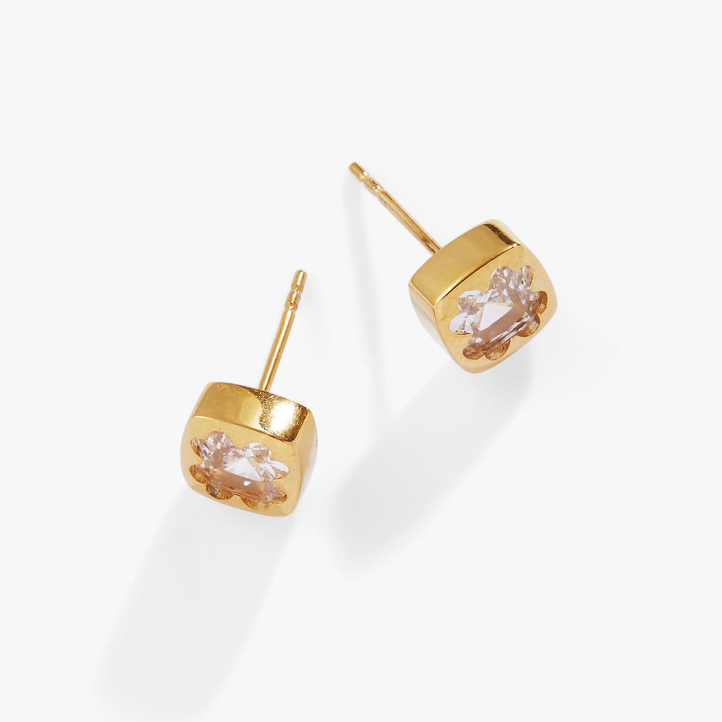 Crystal Clover Mini Stud Earrings for Women - 14K Gold Plated Lucky Charm Earrings - Perfect for St. Patrick's Day, Everyday Wear & Gift Giving