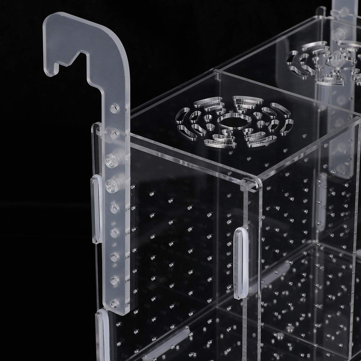 POPETPOP Transparent Acrylic Fish Tank Breeding Box - Aquarium Incubator & Hatching Box with Hook Pattern | Perfect for Safe Fish Breeding, Fry Protection & Tank Organization