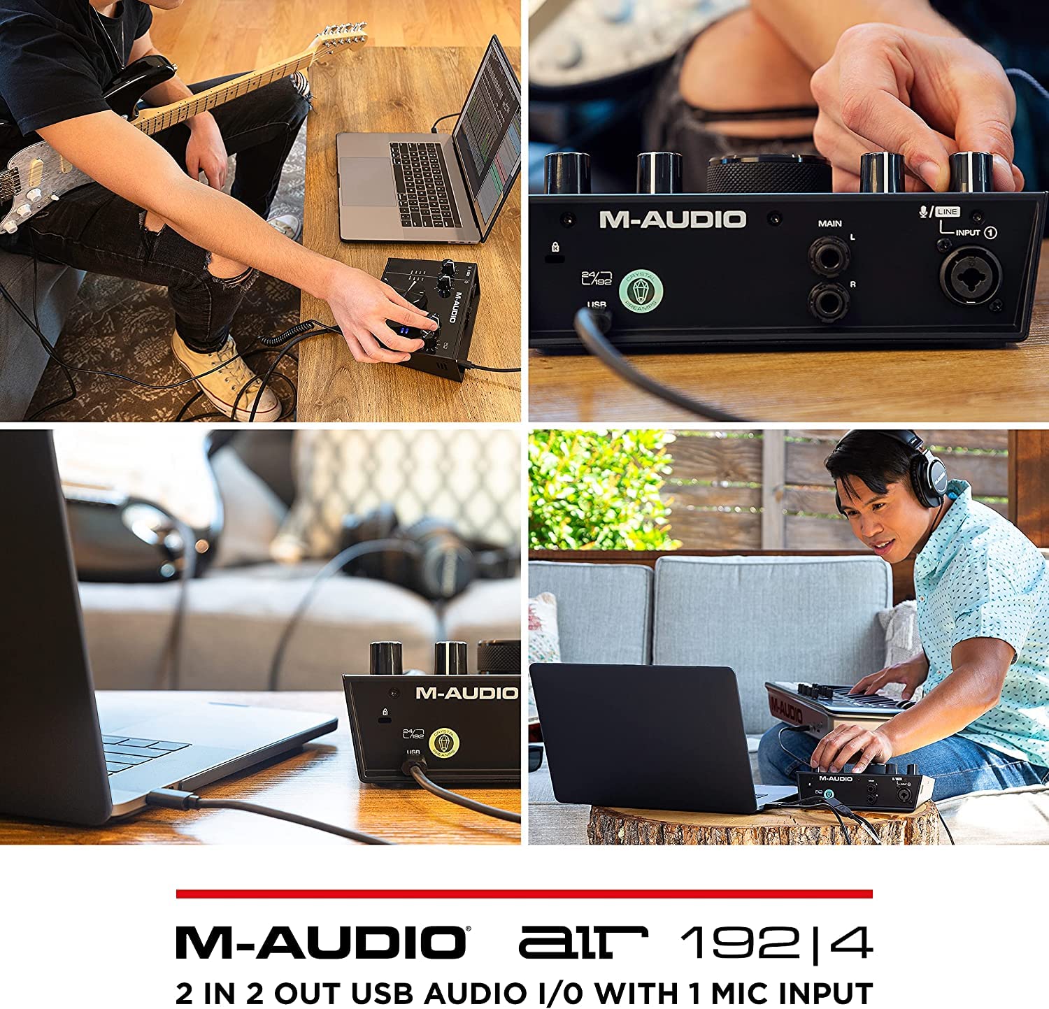 M-Audio AIR 192|4 USB Audio Interface & HDH40 Studio Headphones Bundle - Professional Recording Equipment for Instruments, Vocals, Podcasting, Streaming & Home Studio Use - Perfect for Musicians, Podcasters & Content Creators