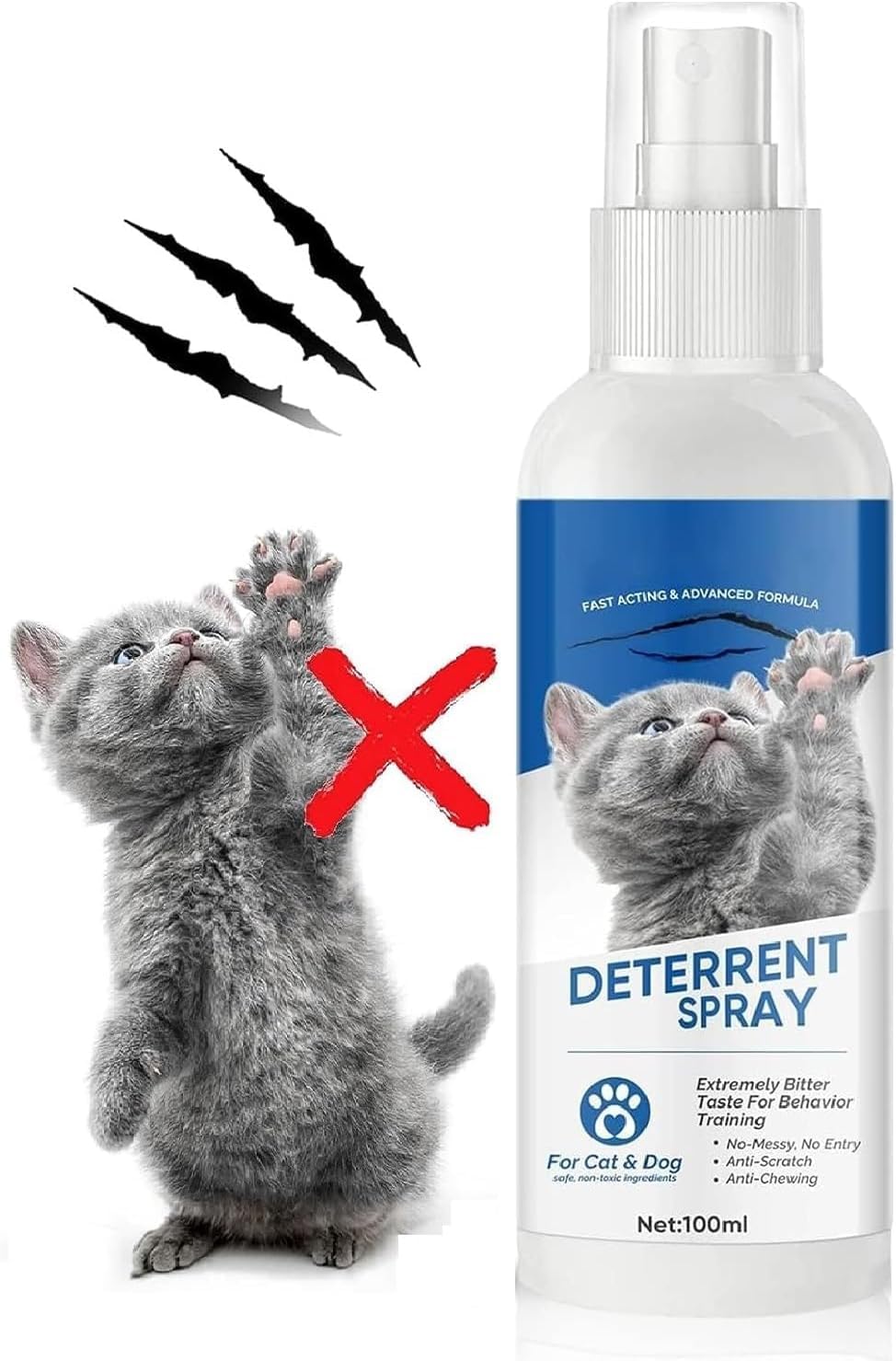 Natural Cat Repellent Spray - Effective Cat Deterrent for Furniture Protection | Indoor & Outdoor Pet Behavior Training Solution | Stop Scratching & Marking on Couches, Beds & Doors