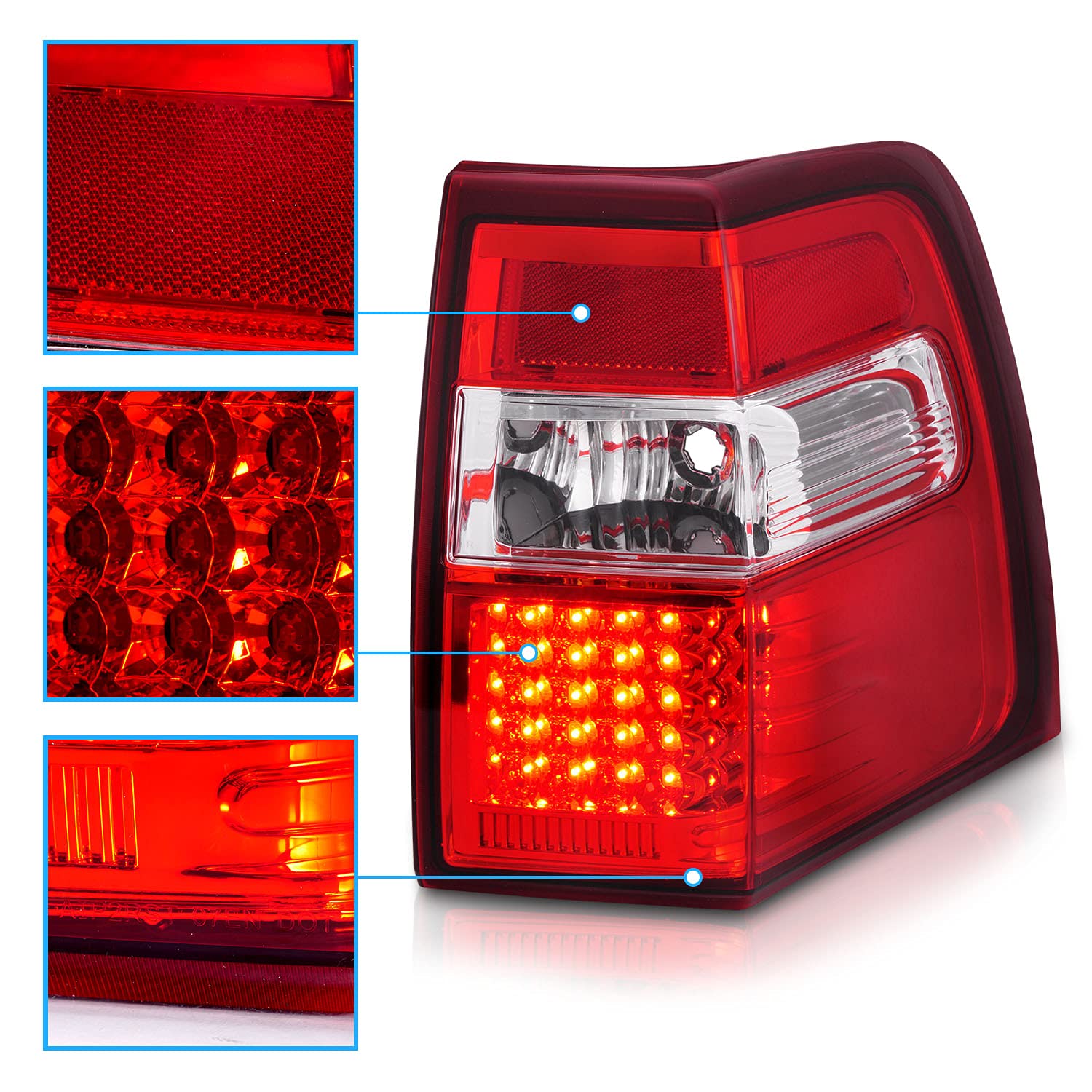2007-2017 Ford Expedition LED Brake Tail Lights - Clear Red Replacement Bulbs for Passenger & Driver Side | Enhanced Night Visibility & Safety