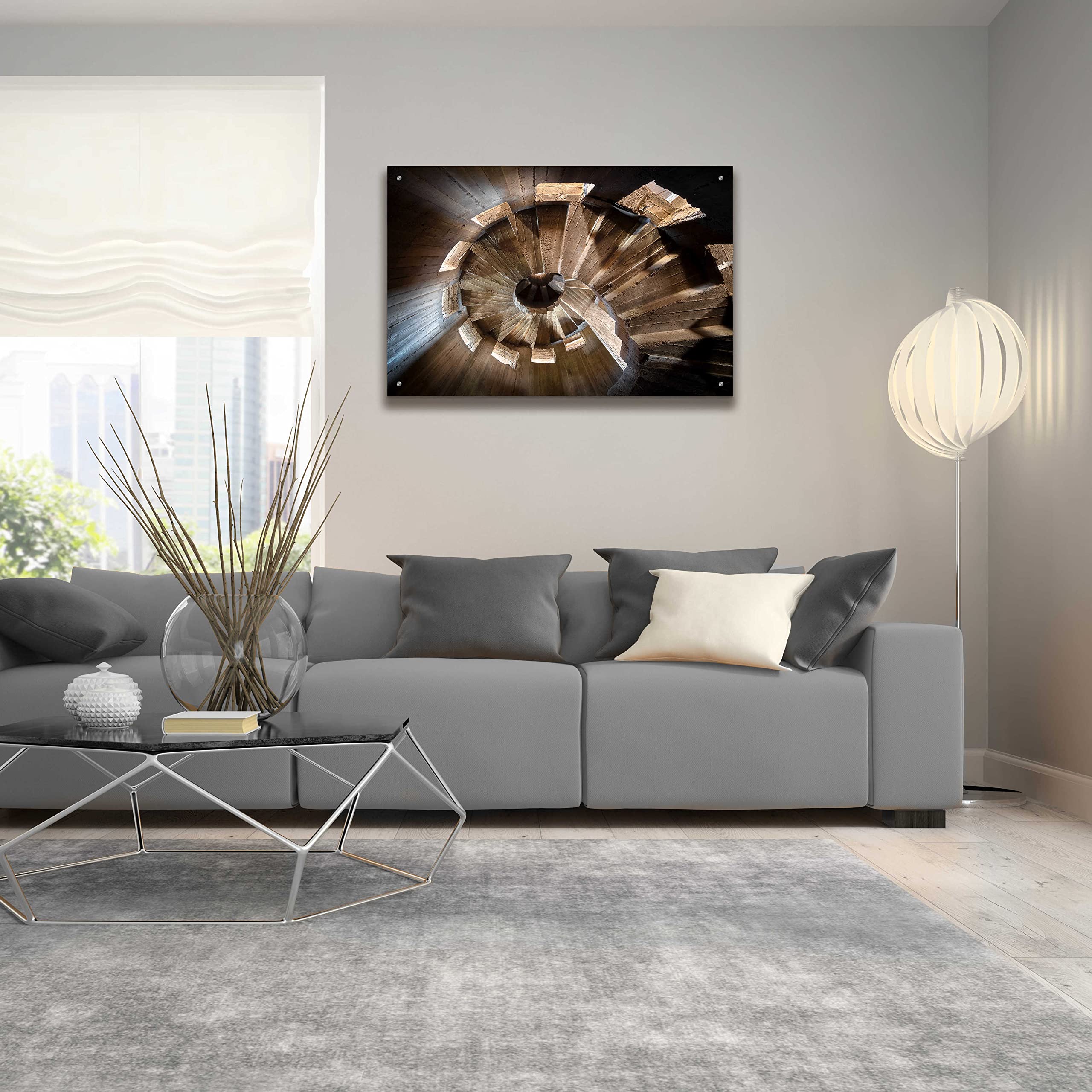Roman Robroek 'Shadow in The Staircase' Acrylic Glass Wall Art - 36x24 Inches Modern Abstract Painting for Living Room, Bedroom & Office Decor