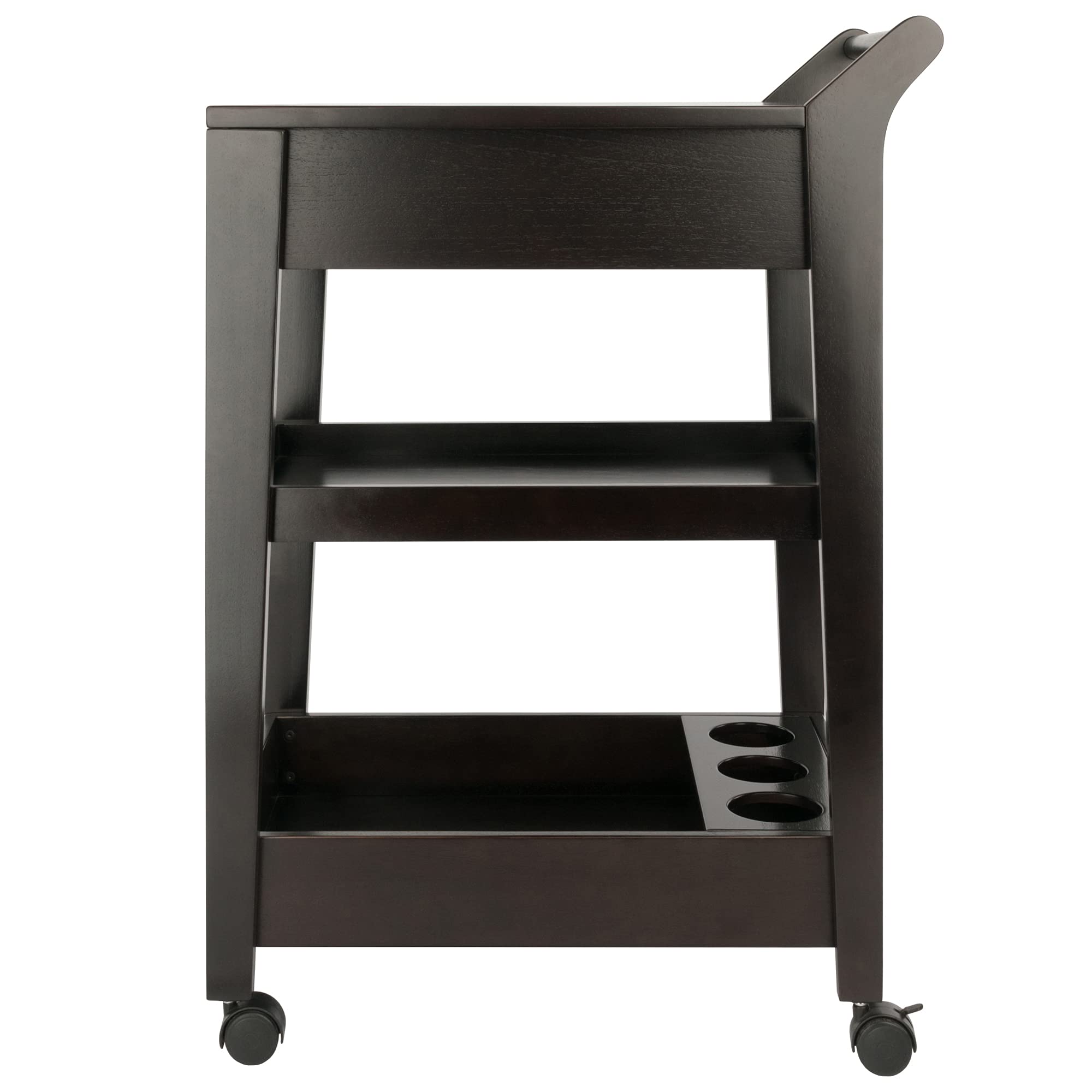 Winsome Wood Jeston Entertainment Cart with Wheels - Espresso Finish TV Stand, Rolling Media Console for Living Room, Bedroom, or Home Theater Organization