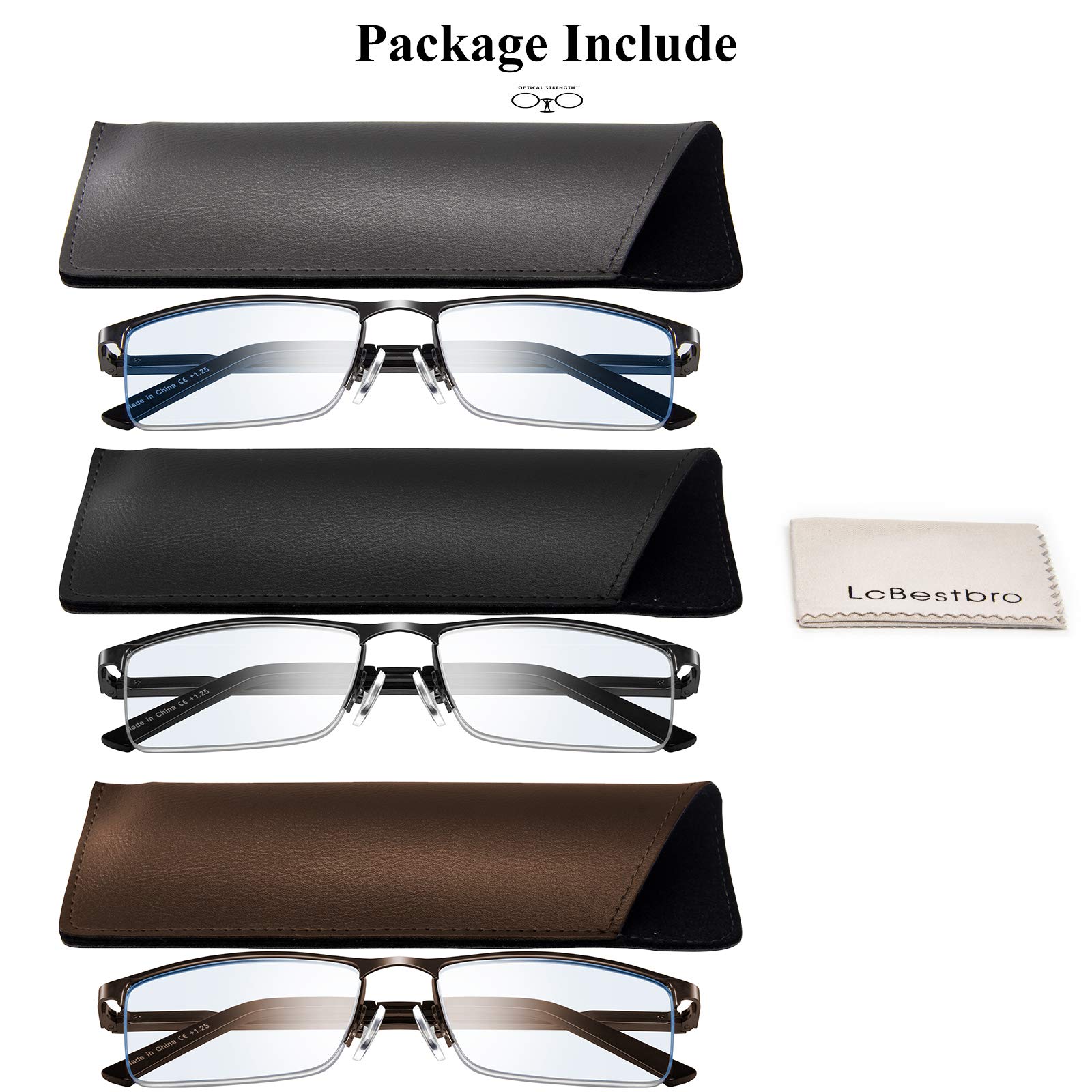 Blue Light Blocking Reading Glasses for Men - 3.5 Magnification Metal Frame Readers for Computer Work & Book Reading