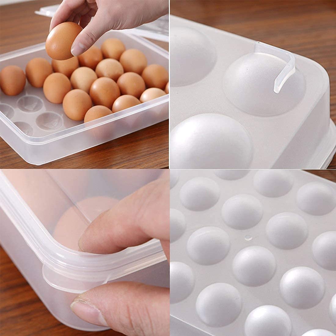 FYCAN 24 Grid Stackable Plastic Egg Storage Container for Refrigerator - 30x23x5cm Egg Tray Organizer for Kitchen, Fridge - Perfect for Farm Fresh Eggs, Meal Prep & Space Saving Storage (1 Pack)