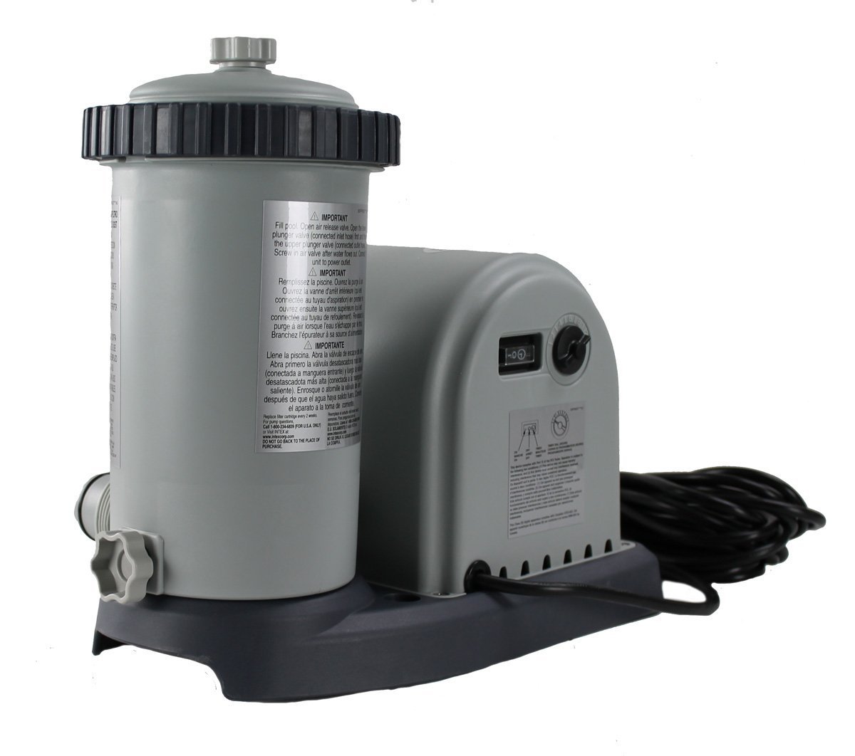 Intex 1500 GPH Above Ground Pool Filter Pump - Replacement with Hoses | Efficient Water Filtration for Backyard Swimming Pools, Inflatable Pools & Outdoor Water Features