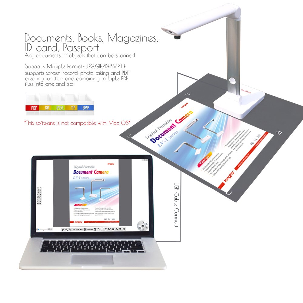 LV-1010 USB Document Camera - Portable HD Overhead Scanner for Distance Learning, Online Teaching, Web Conferencing & Remote Work (White) - Perfect for Virtual Classrooms, Zoom Meetings and Home Office Setup
