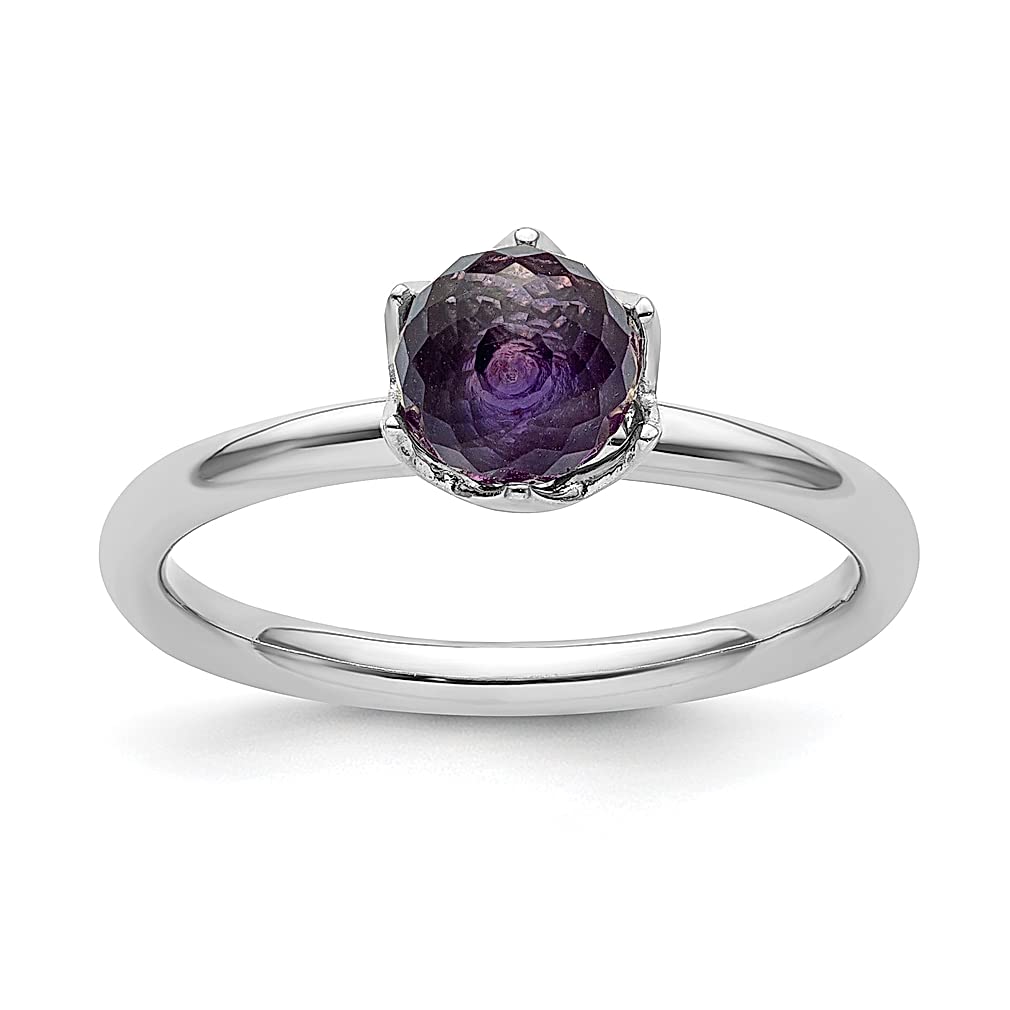 925 Sterling Silver Purple Amethyst Briolette Band Ring | February Birthstone Jewelry | Stackable Dainty Ring for Women | Perfect Gift for Her | Valentine's Day, Anniversary & Everyday Wear