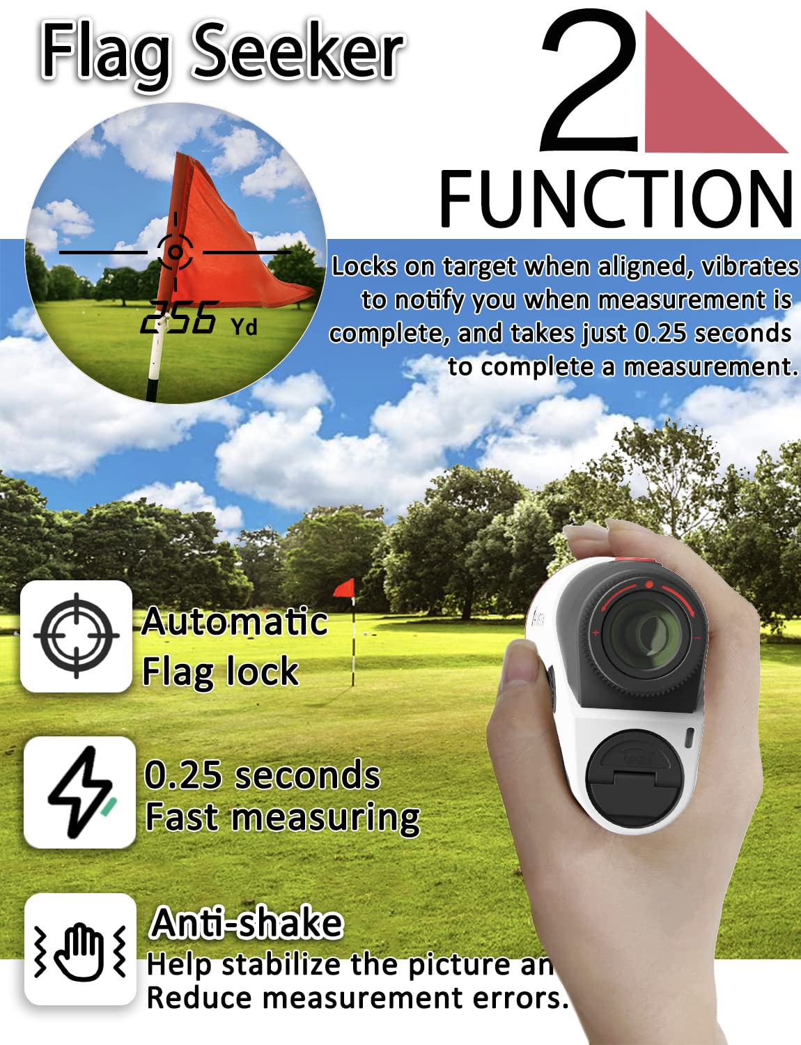 Professional Golf Laser Rangefinder with Slope Switch - A300 Portable Yardage Finder, Accurate & Fast Focus, Wide View for Golfers | Perfect for Course Play & Tournament Training