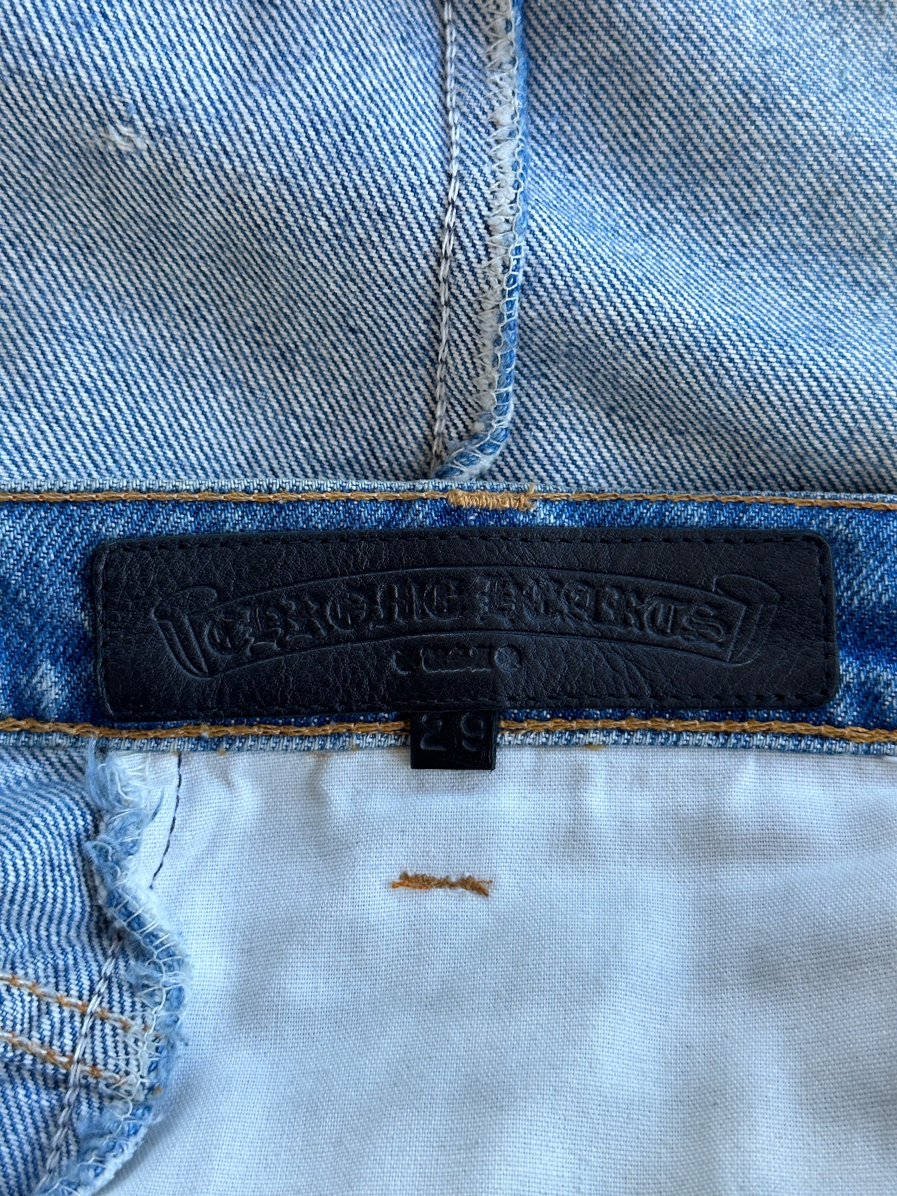 Chrome Hearts x Levi's Blue & Black Cross Patch Denim Jeans for Men - Stylish Vintage Streetwear for Casual Outfits and Night Out
