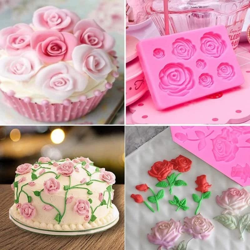 3PCS 3D Flower Fondant Mold Set - Rose Silicone Molds for Candle, Soap, Cake, Chocolate & Resin Crafts | DIY Dessert Decorations, Cupcake Toppers & Candy Molds | Perfect for Baking, Wedding Cakes, Party Treats & Handmade Gifts