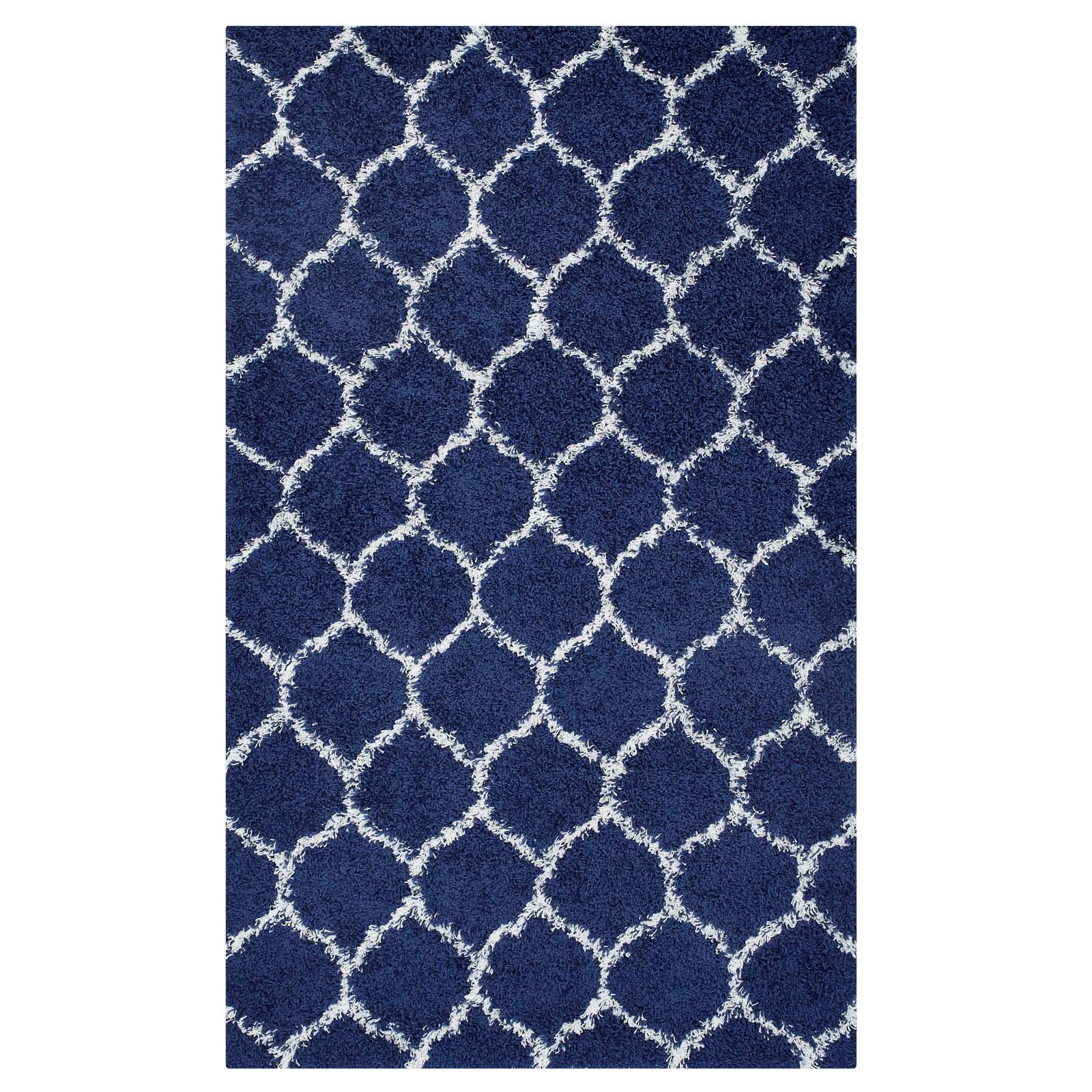 Modern Contemporary Urban Living Room Area Rug - Soft Fabric Floor Carpet in Multi Navy Blue - Perfect for Lounge, Bedroom & Home Decor