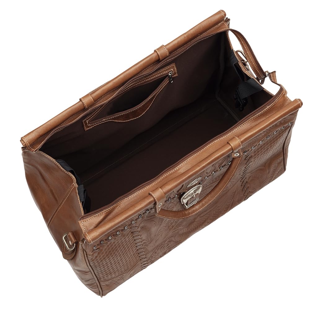 Vintage American West Retro Duffel Bag - Antique Brown Leather Travel Bag for Men & Women - Perfect for Camping, Hiking & Weekend Getaways