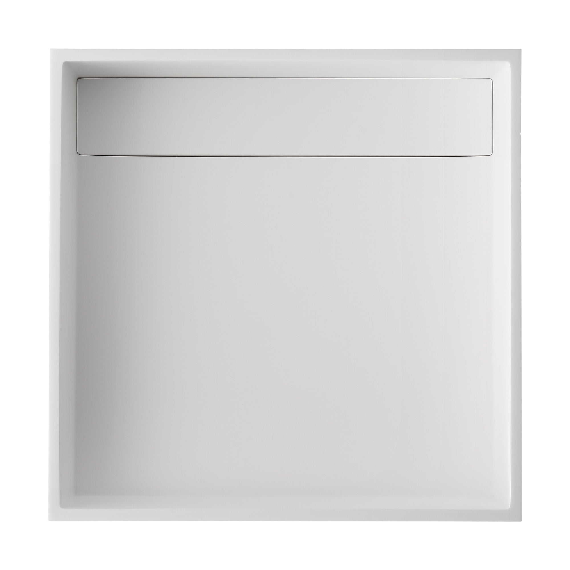 Ancona Square Pure Acrylic Stone Vessel Bathroom Sink - Matte White & Black Modern Countertop Basin - Perfect for Bathroom Vanity, Powder Room, and Luxury Home Decor