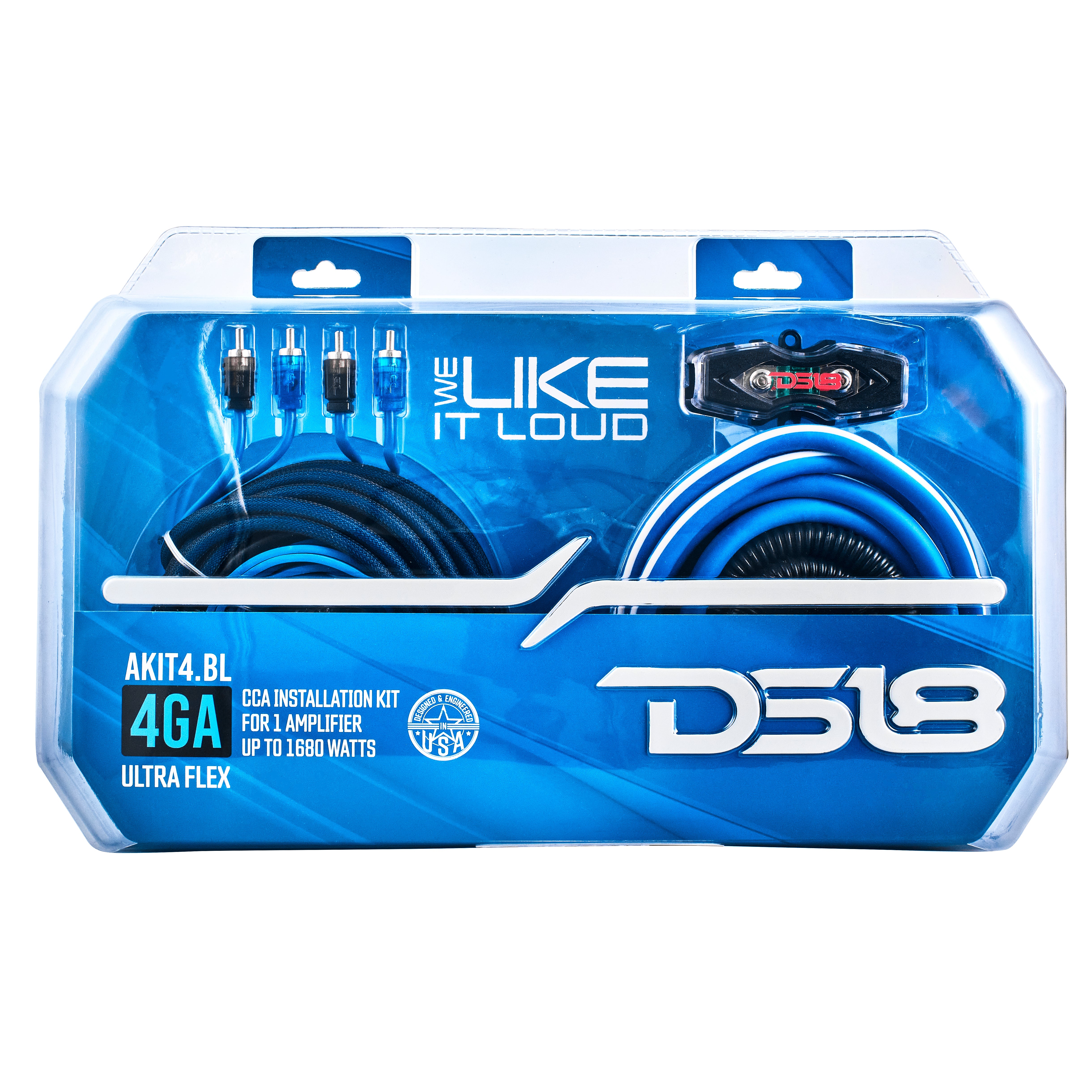 4 GA Amplifier Installation Kit - High Power Car Audio Wiring Kit with Blue RCA Cables for Subwoofers & Speakers - Perfect for Car Audio Systems & DIY Installations