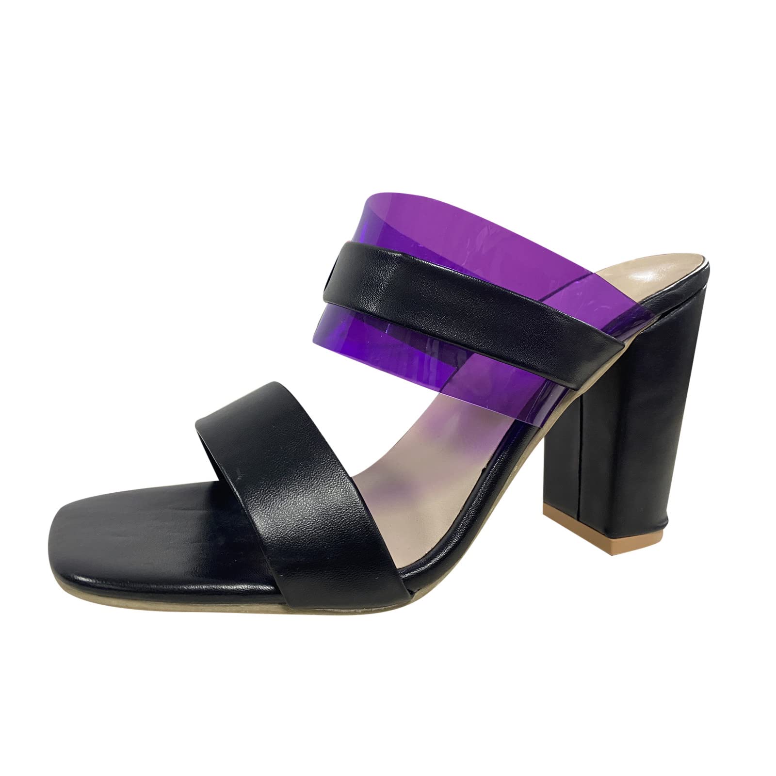 2022 Women's Summer Color Block PVC Thick High Heel Sexy Sandals & Slippers - Comfortable Beach Wedges for Vacation, Party, and Casual Wear