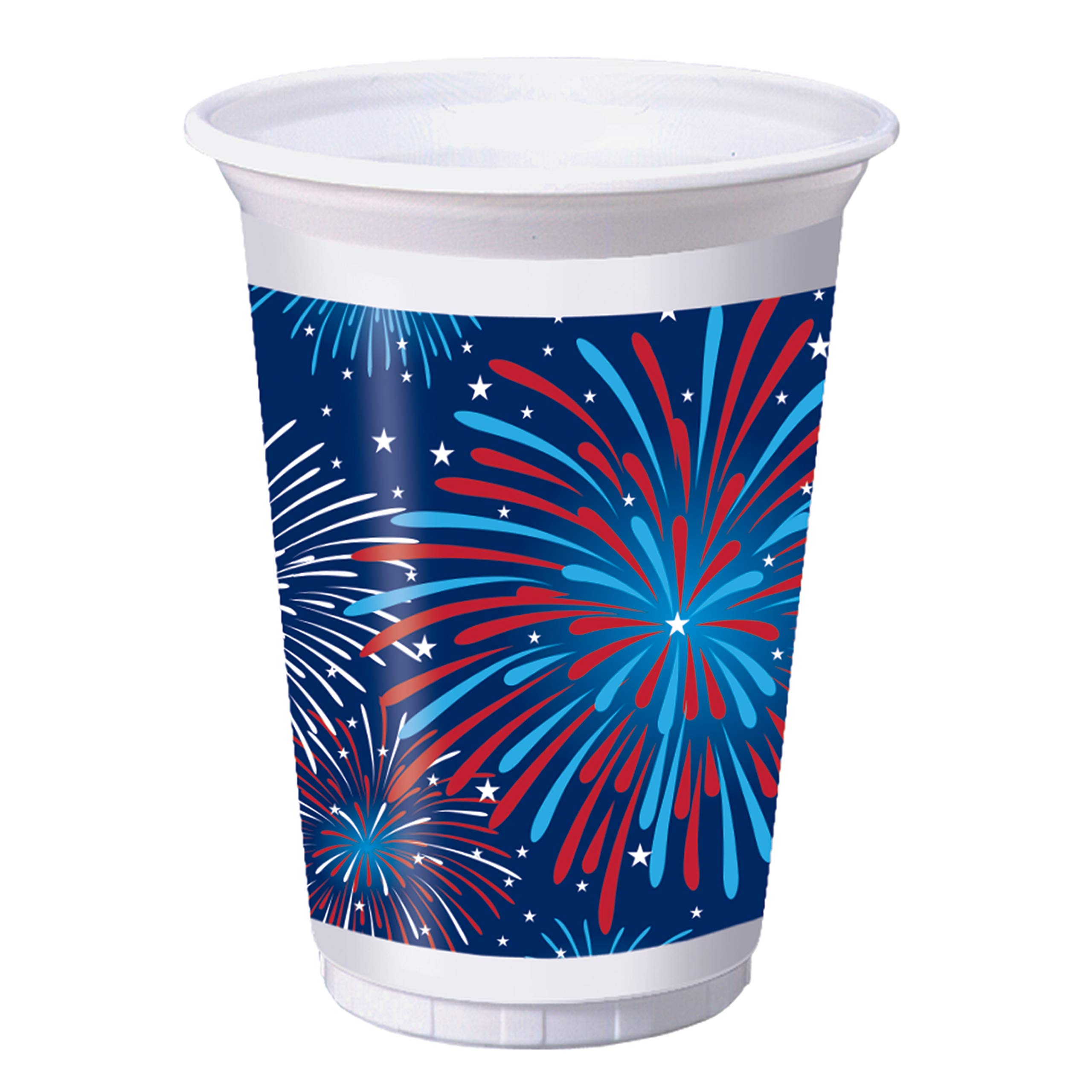 Patriotic Party Plastic Cups 16 oz - Red White & Blue Disposable Cups for 4th of July, Memorial Day, BBQs & Summer Celebrations