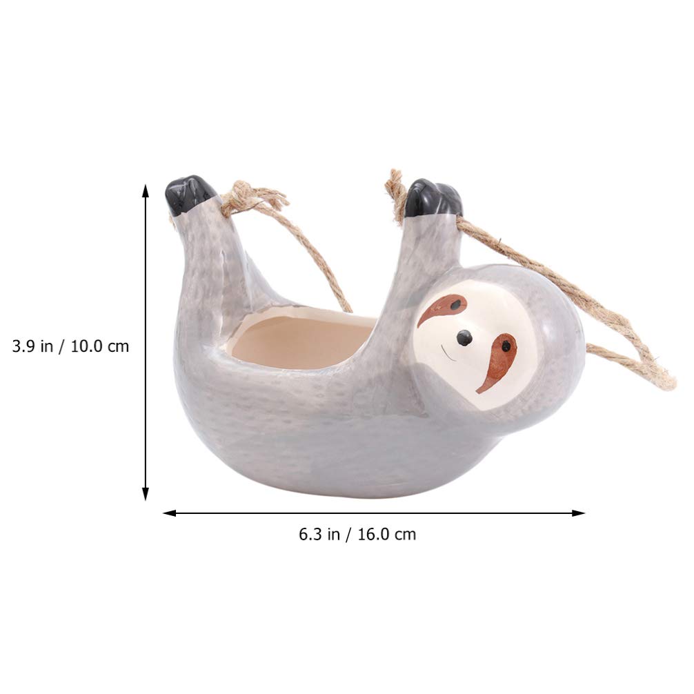 DOITOOL 2PCS Ceramic Hanging Sloth Planter Pot - Cute Succulent & Cactus Flower Pot for Indoor & Outdoor Plants (16 X 10CM) - Perfect for Home Decor, Garden, Balcony, and Office Plant Display