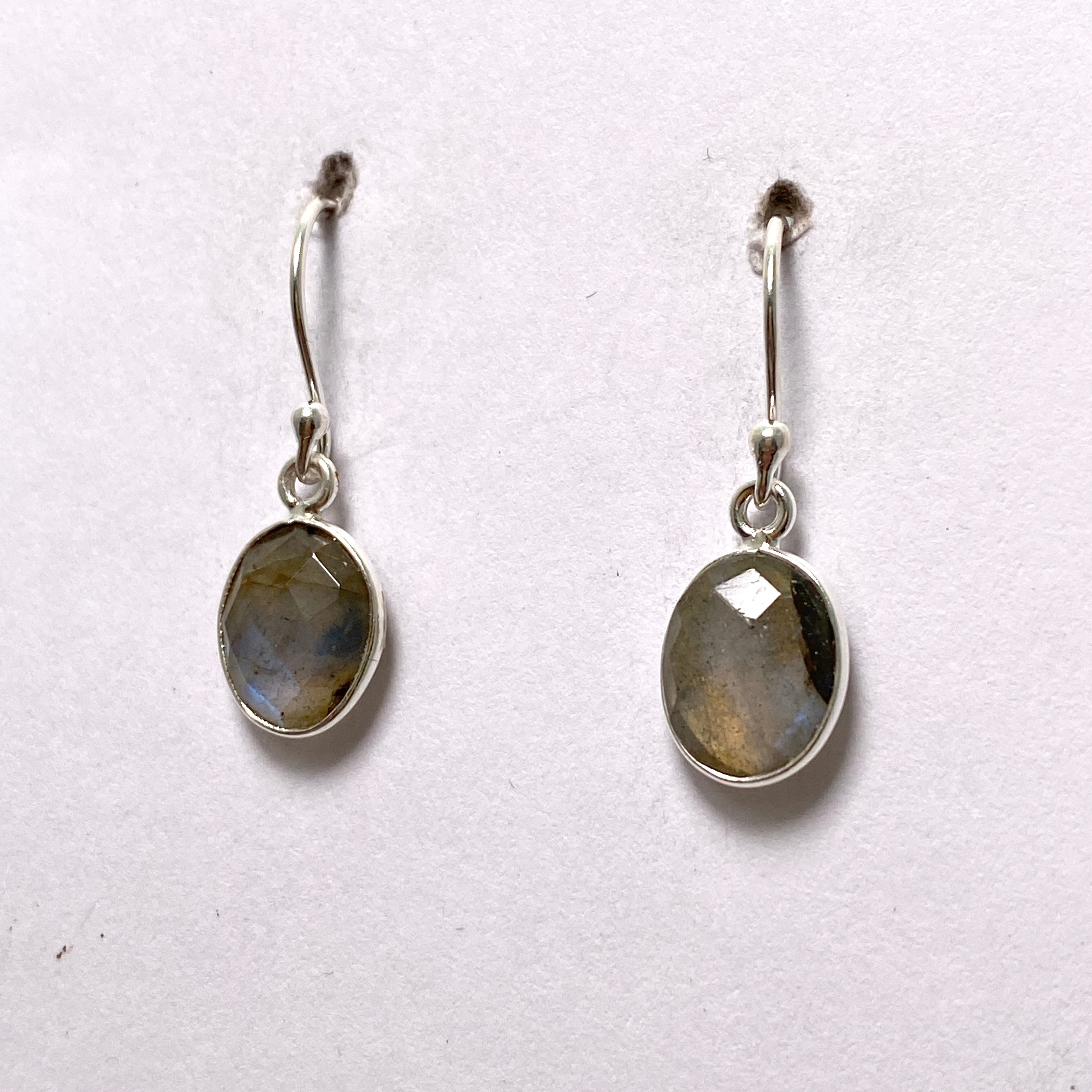 Labradorite Oval Checkerboard Faceted Earrings for Women - Handmade Sterling Silver Dangle Earrings - Perfect for Parties, Weddings & Everyday Wear