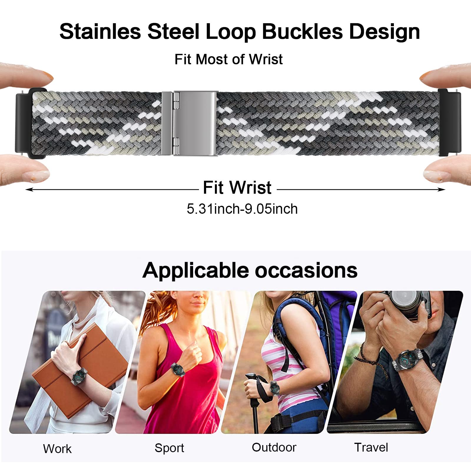 Hatolove 22mm Watch Band for Huawei & Galaxy Watches - Perfect for Workouts & Daily Wear