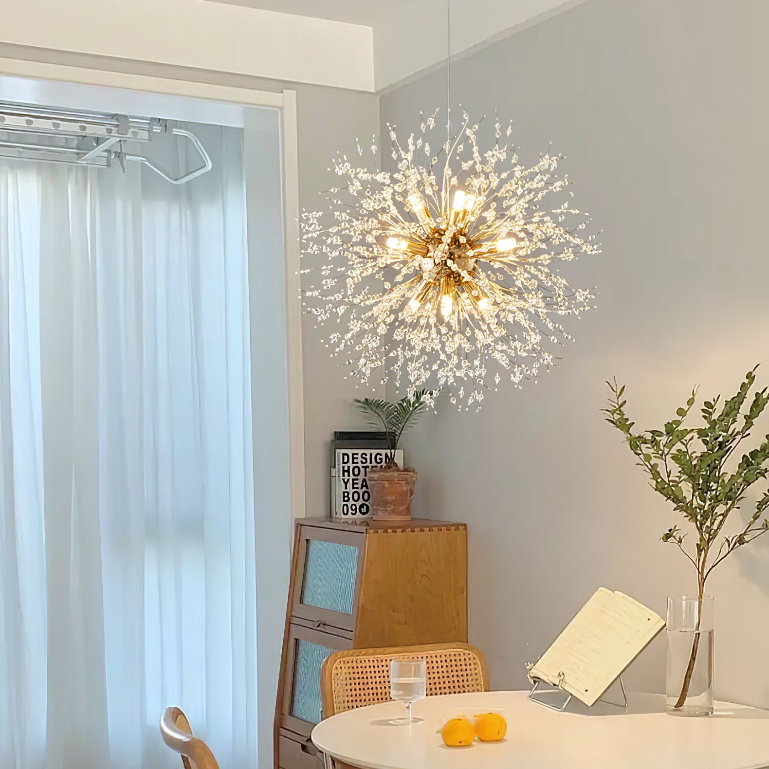 Elegant Crystal Dandelion Chandelier - Modern LED Ceiling Light Fixture for Living Room, Bedroom, Dining Room Decor | Energy Saving & Dimmable Lighting Solution