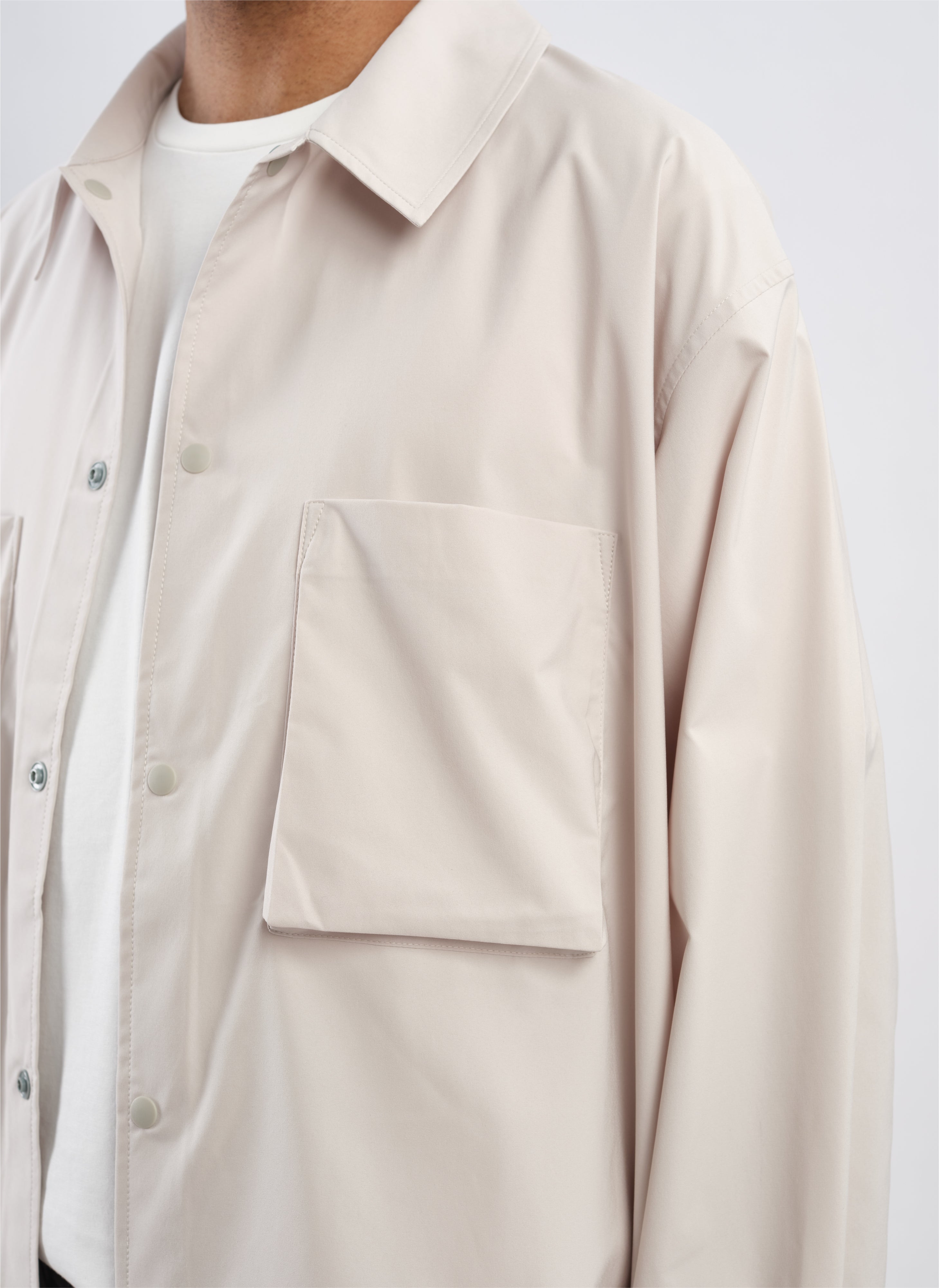 Minotech Snap Button Pocket Open Collar Shirt - Casual Men's Button Down Shirt for Work & Outdoor Activities