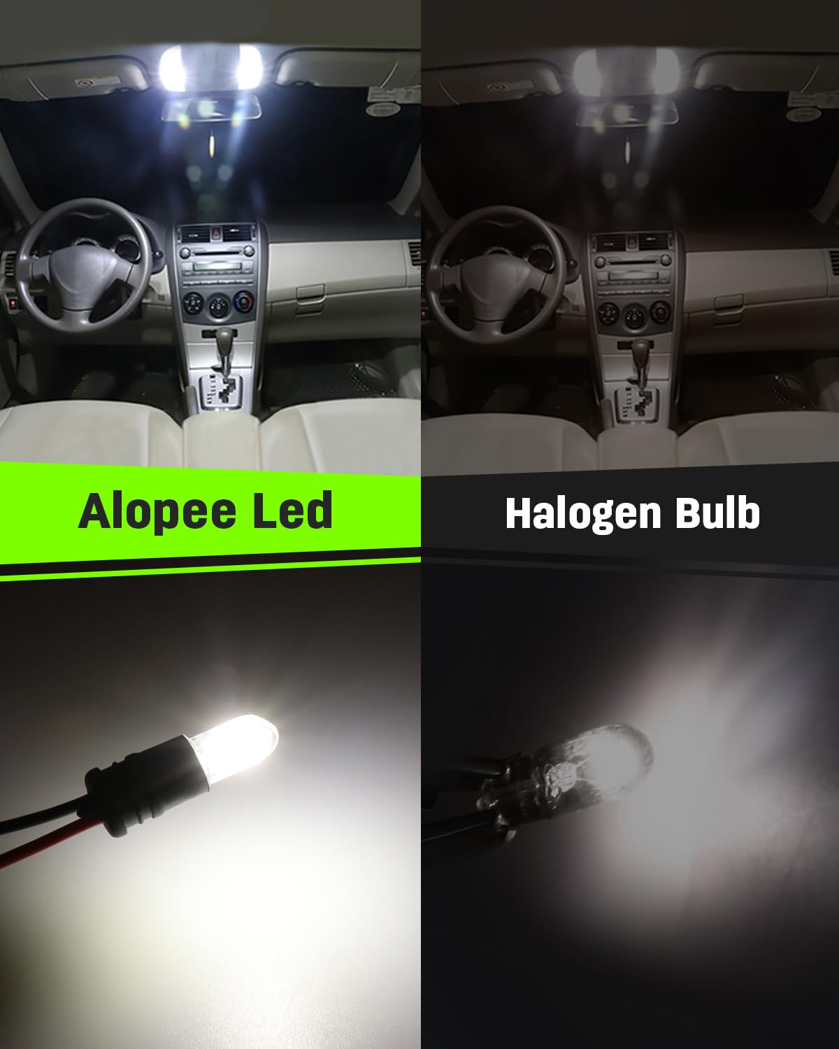 Alopee T10 LED Bulb 6500K Cool White - 10 Pack, 12V DC, W5W 168 193 194 198 Replacement Bulbs for Automotive Interior Lights, RV Camper, Under Cabinet Lighting - Perfect for Car Dashboard, Boat Cabinets & Home Decoration