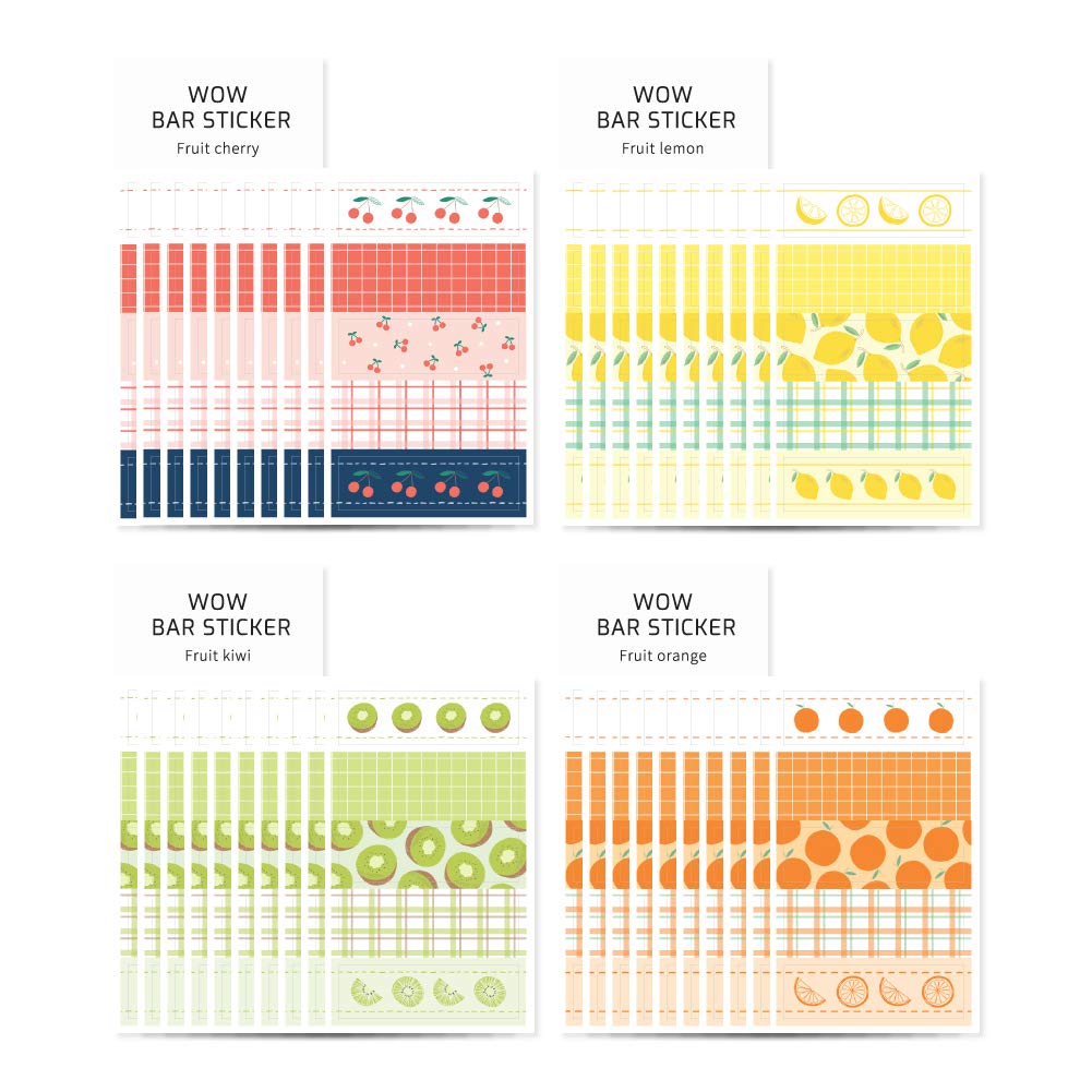 Monolike Wow Bar Sticker Fruit Set - Mini Cute Square Stickers for Scrapbooking, Journaling & DIY Crafts