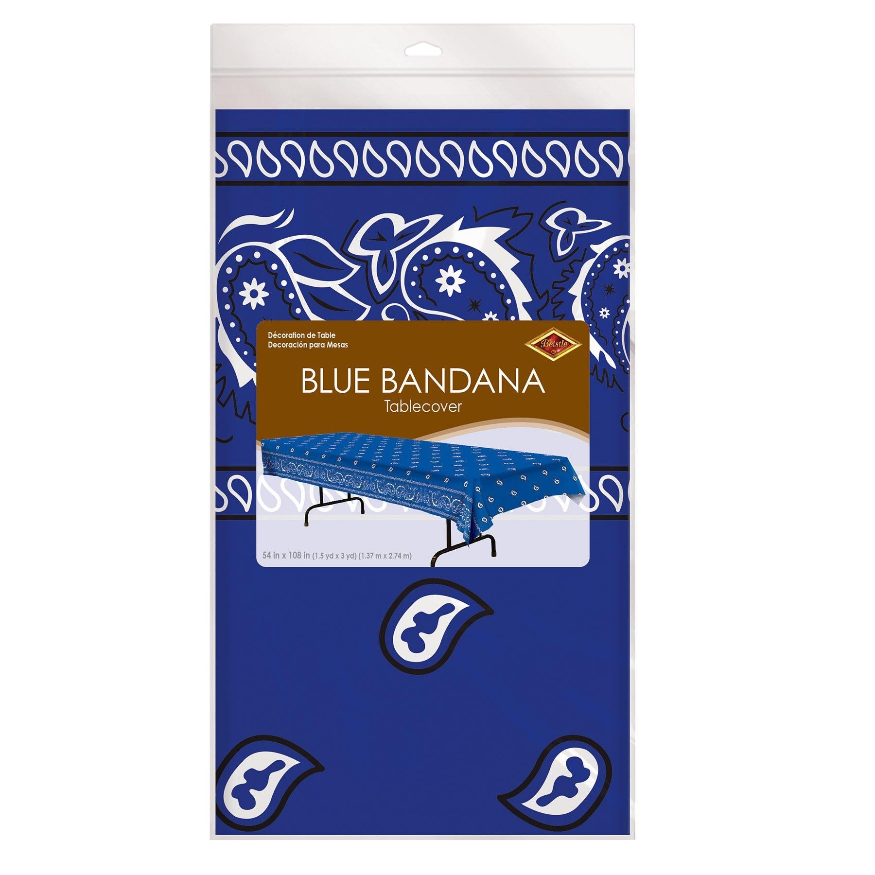 12 Pack Beistle Bandana Party Table Covers - Colorful Western Theme Disposable Tablecloths for Birthday, BBQ, Picnic & Outdoor Events