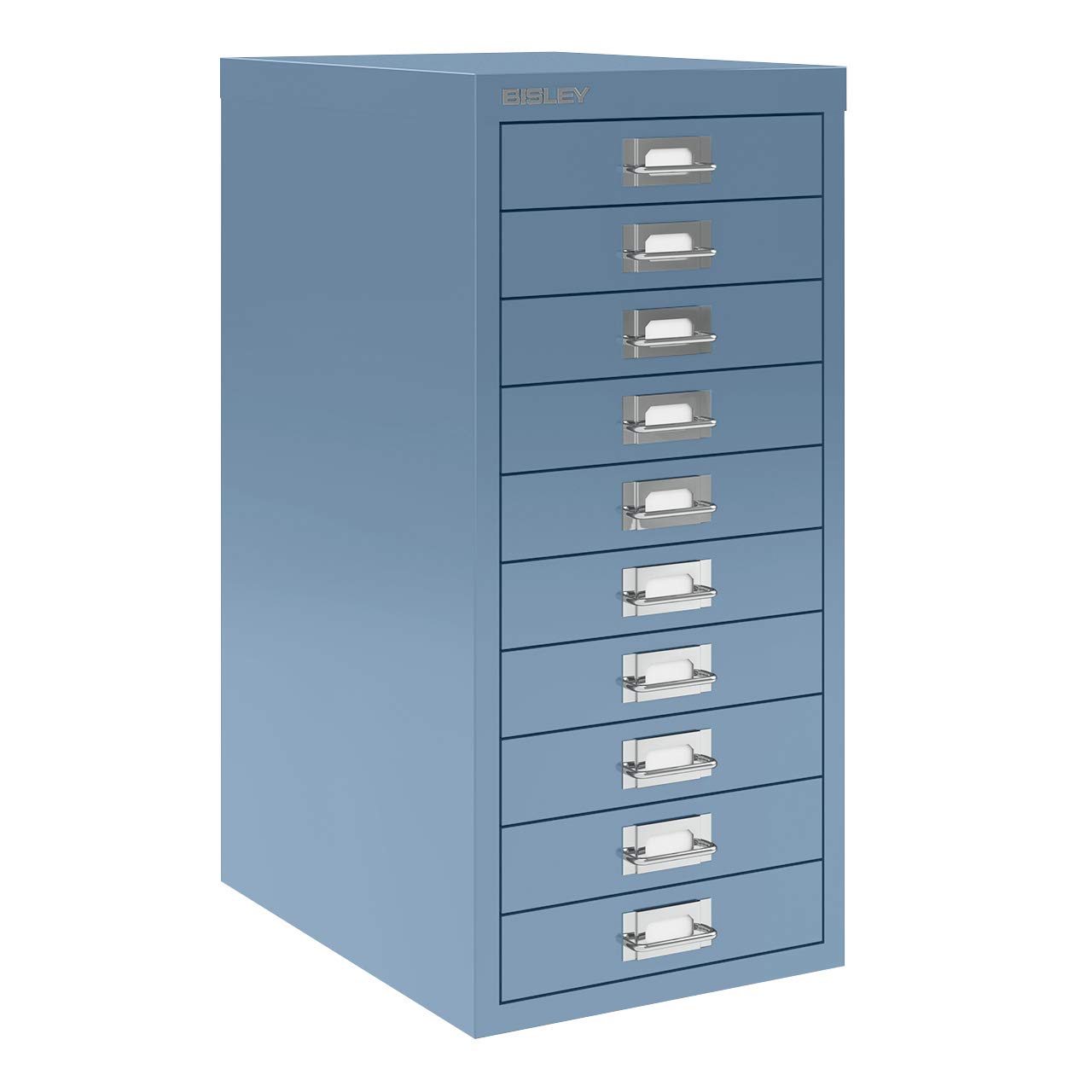 Bisley 10-Drawer Steel Under Desk Storage Cabinet - Space-Saving Office Organizer for Files, Supplies & Tools | Durable Steel Blue (MD10-SB) | Perfect for Home Office, Workshop & Garage Organization