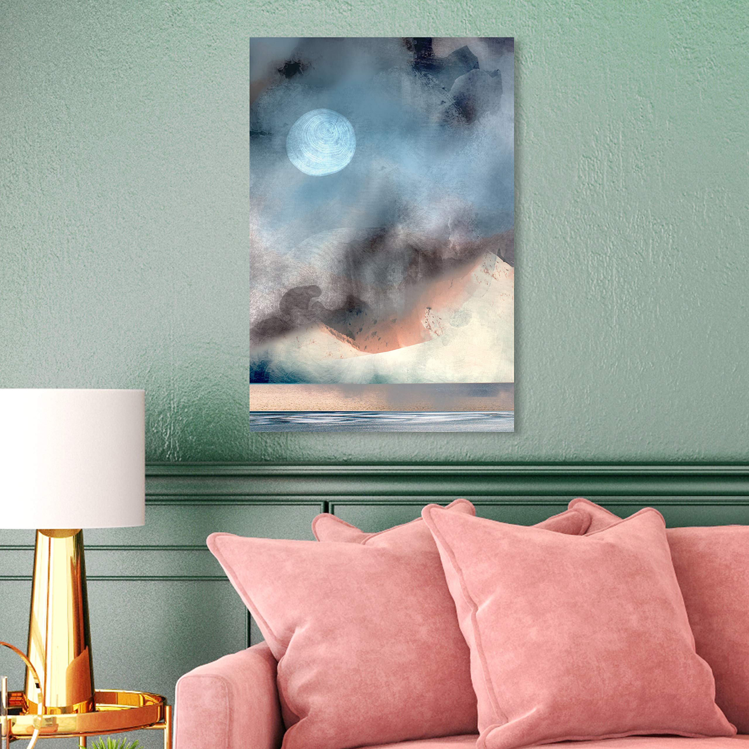 Blazing Moon Space Wall Art Canvas Print - 16
