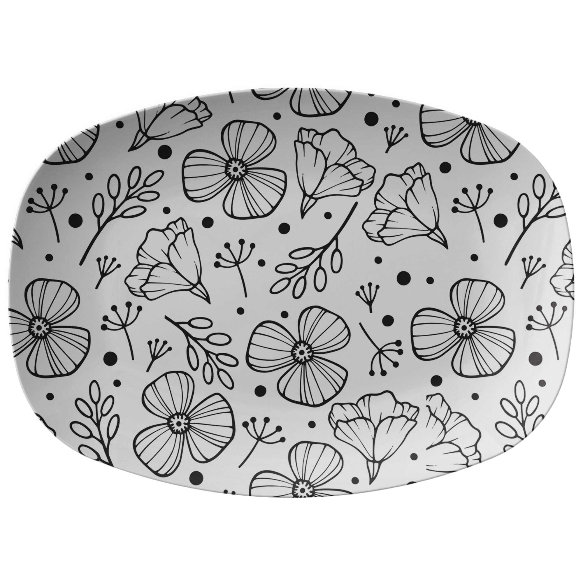 Elegant Floral Plastic Serving Tray - Decorative Party Platter for Appetizers, Desserts & Entertaining - Perfect for Weddings, Baby Showers & Holiday Gatherings