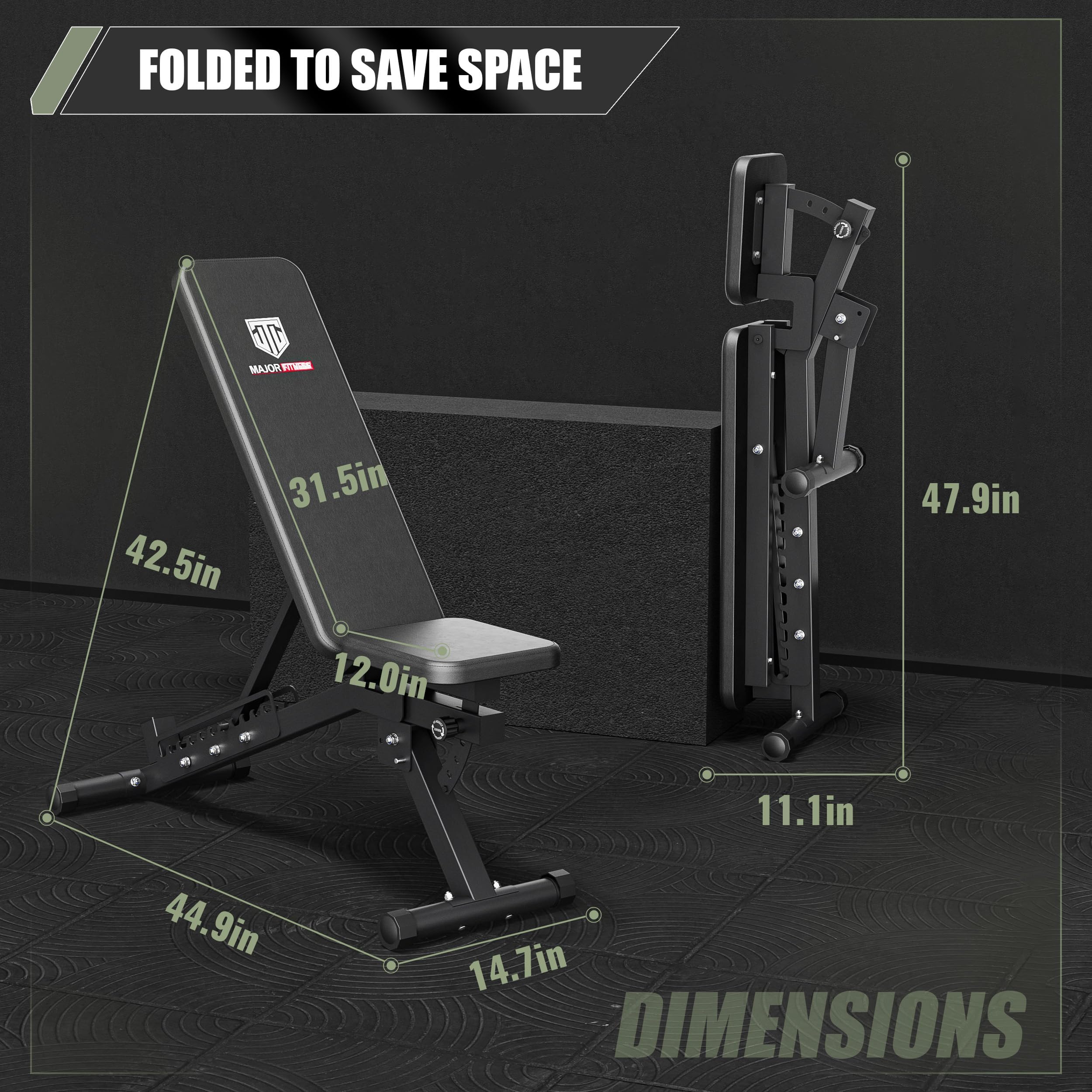 Major Fitness Adjustable Weight Bench – 32-Position Strength Training Bench for Bench Press, Weight Lifting & Home Gym Workouts | Perfect for Garage Gym, Full-Body Workouts & Strength Training