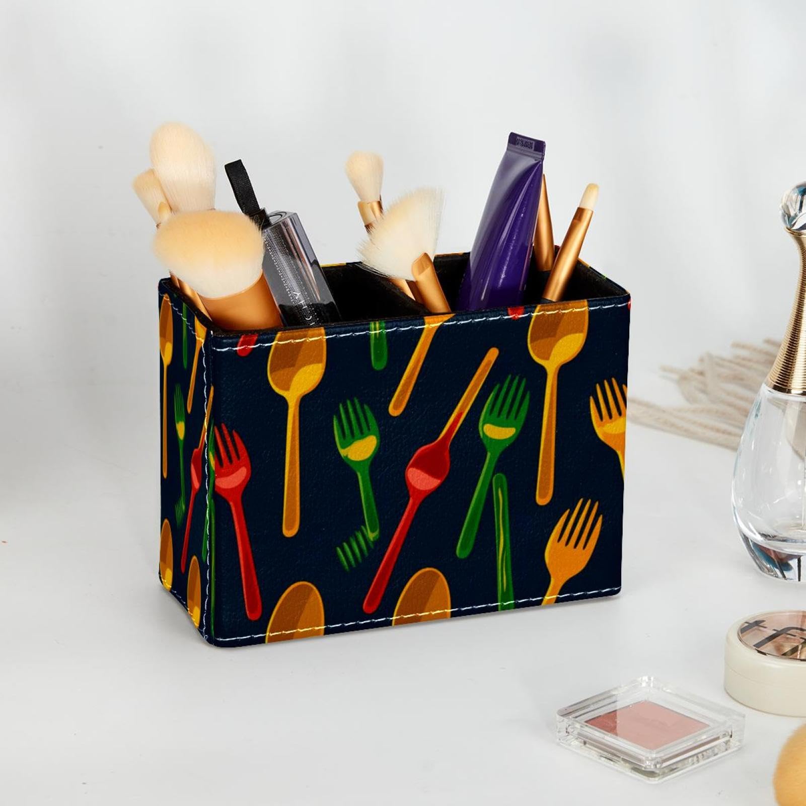 FVQL Pencil Holder & Makeup Brush Organizer - Cute Cartoon Cutlery Storage for Desk, Office, Bathroom | Perfect for School Supplies, Cosmetics & Kitchen Utensils