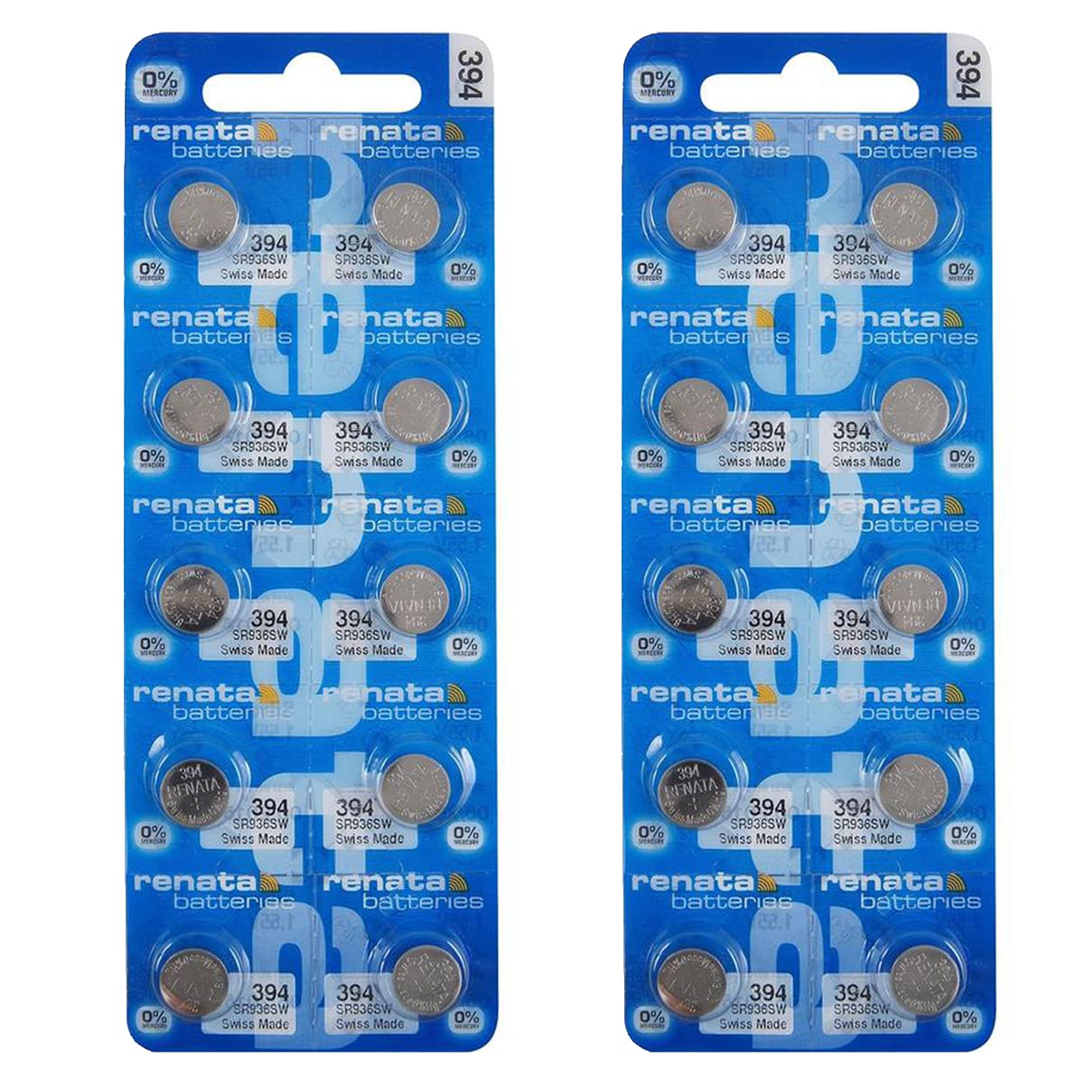 Renata 394 SR936SW 1.55V Silver Oxide Watch Batteries (20-Pack) - Long-Lasting Power for Watches, Calculators & Small Electronics - Perfect Replacement for Timex, Casio & More