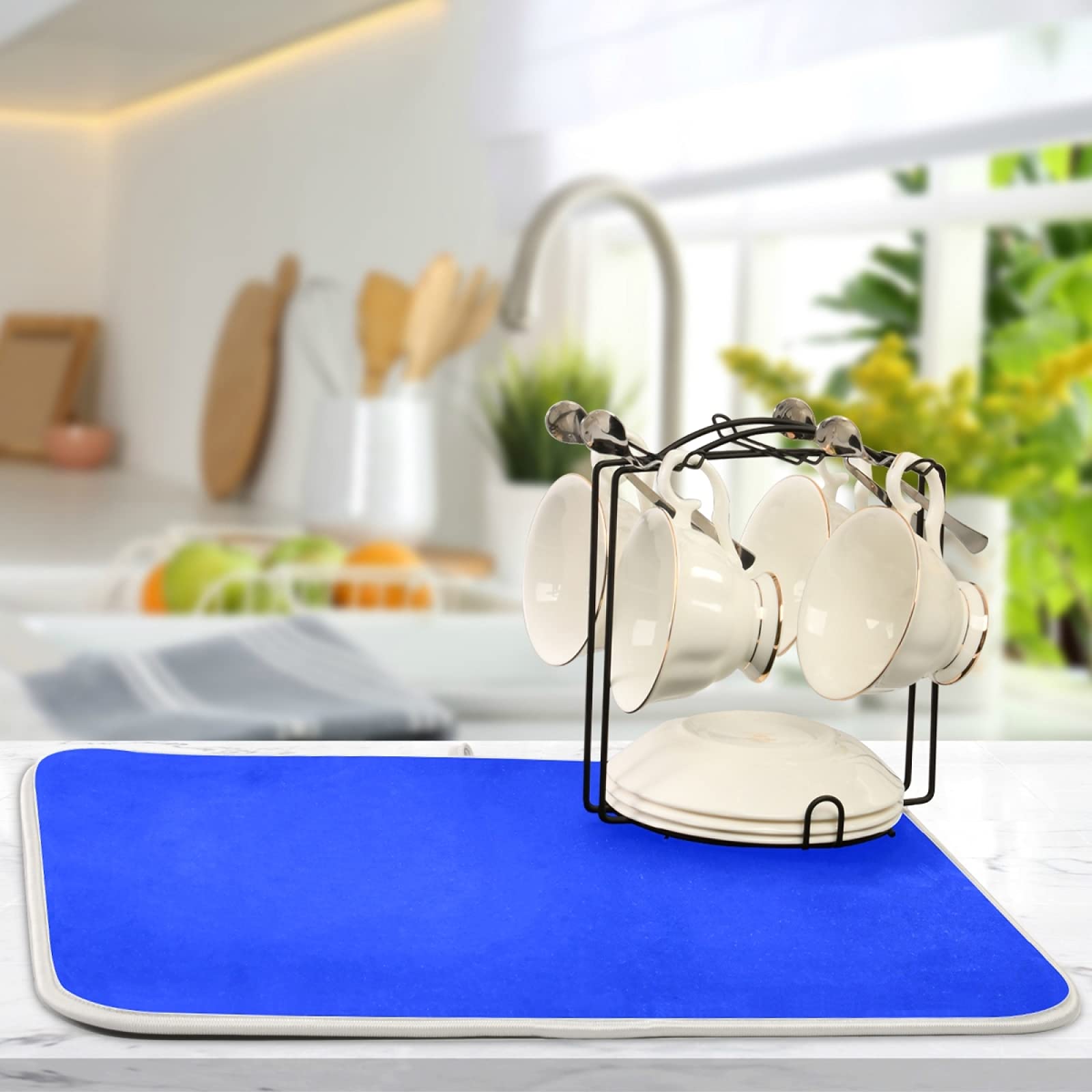 Premium Bright Blue Dish Drying Mat - 18