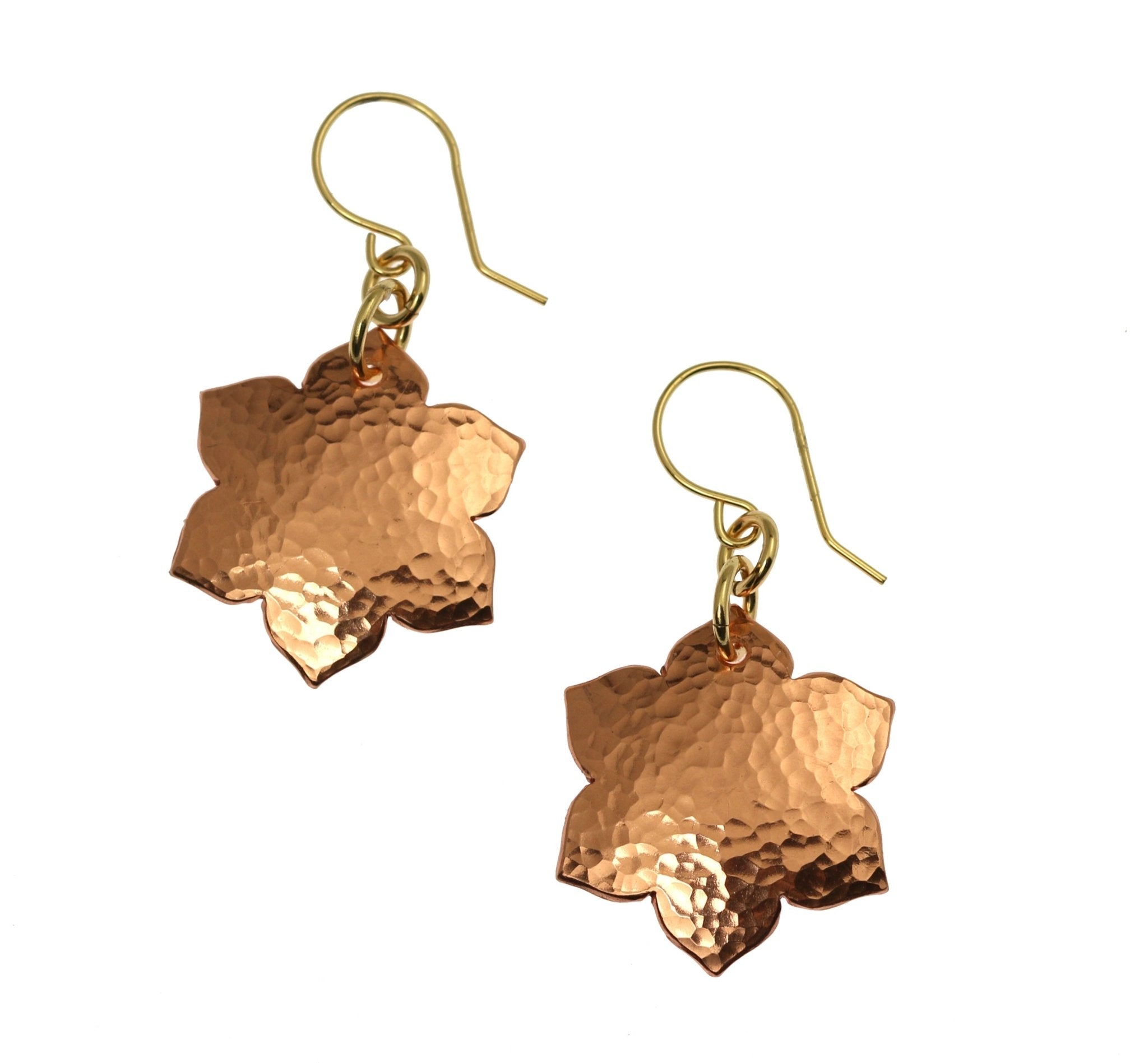 Handmade Hammered Copper Arabesque Flower Earrings for Women - Boho Chic Jewelry - Perfect for Weddings, Parties & Everyday Wear