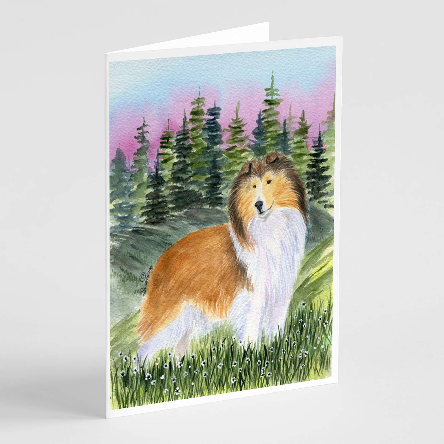 Caroline's Treasures Sheltie Dog Blank Greeting Cards - Pack of 8 A7 Size (5x7) Note Cards with Envelopes | Whimsical Canine Design for Birthday, Thank You & Holiday Cards | Perfect for Dog Lovers & Pet Owners