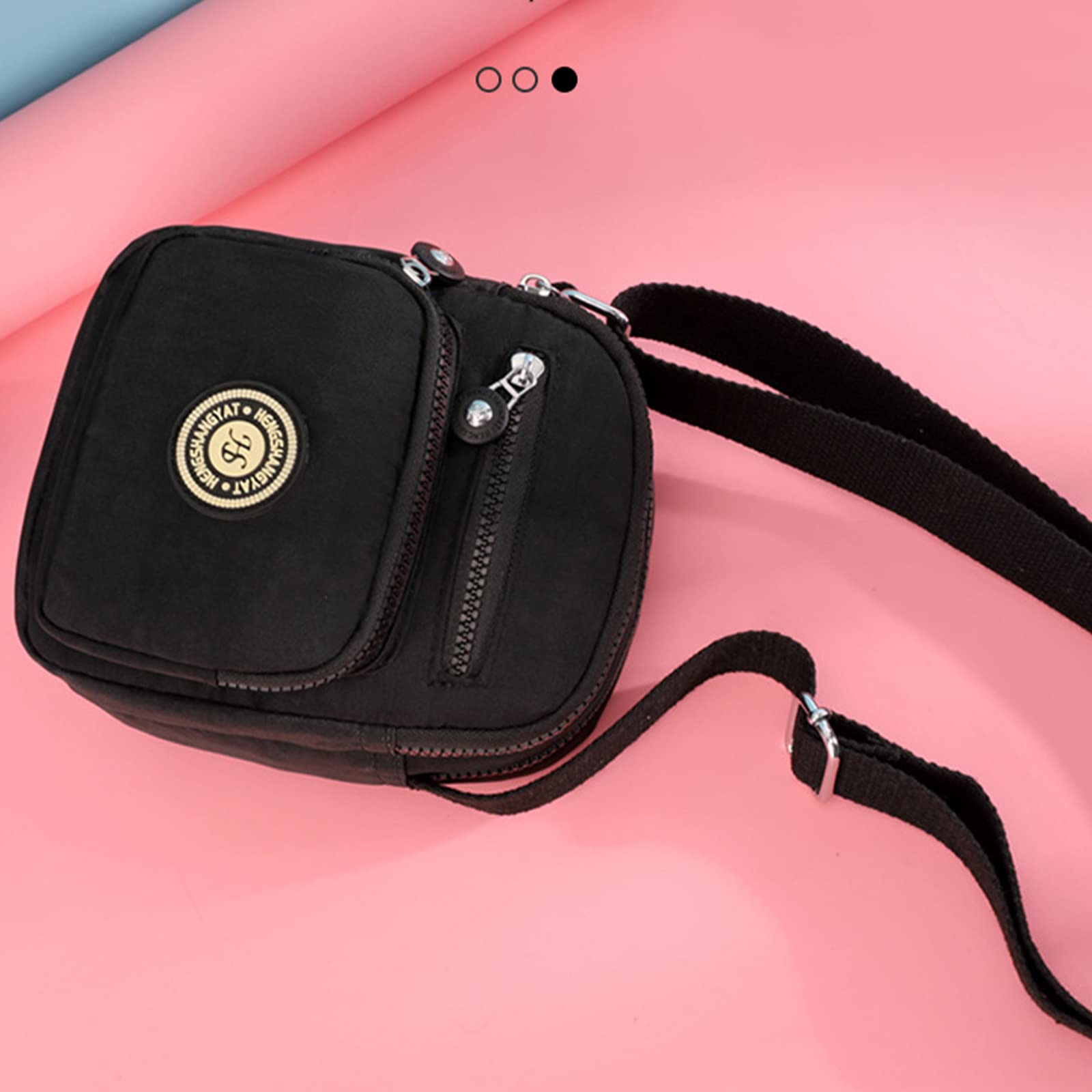 Gelory Women's Waterproof Nylon Crossbody Bag with Adjustable Strap - Multi-Pocket Mini Messenger Shoulder Bag for Travel, Work & Daily Use (Black)