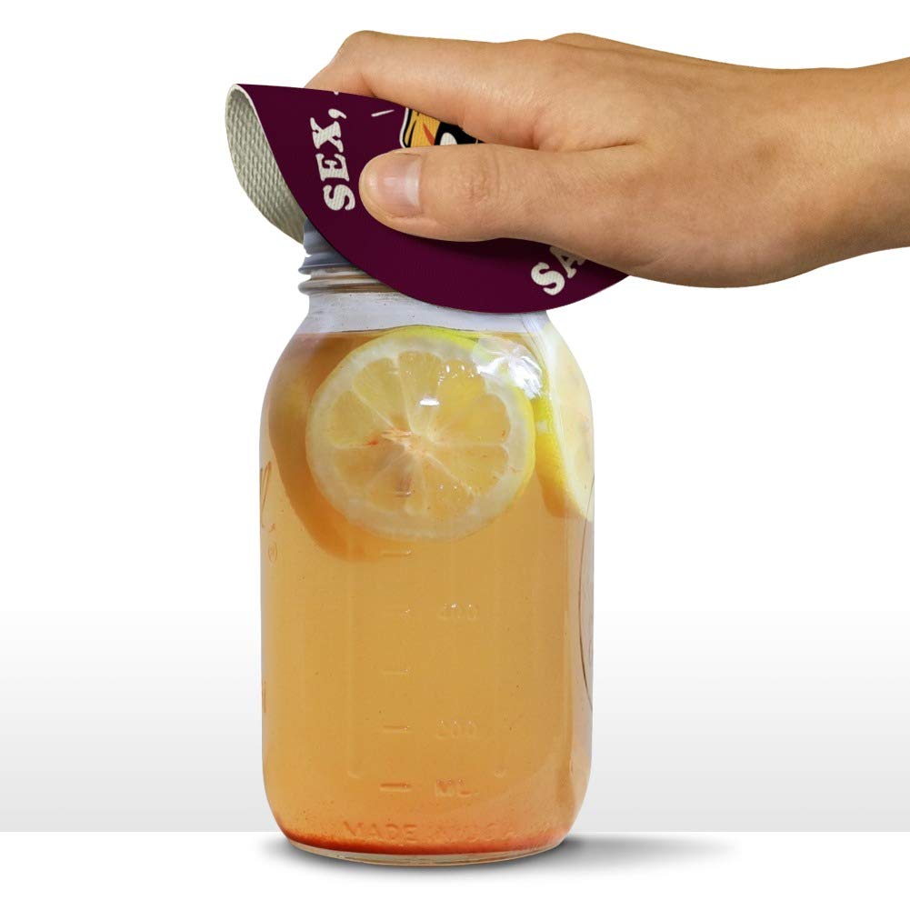 Funny Non-Slip Jar Opener - Sex Drugs and Sausage Rolls Humor Rubber Gripper for Kitchen, Home & Gag Gifts | Easy Bottle Lid Removal Tool