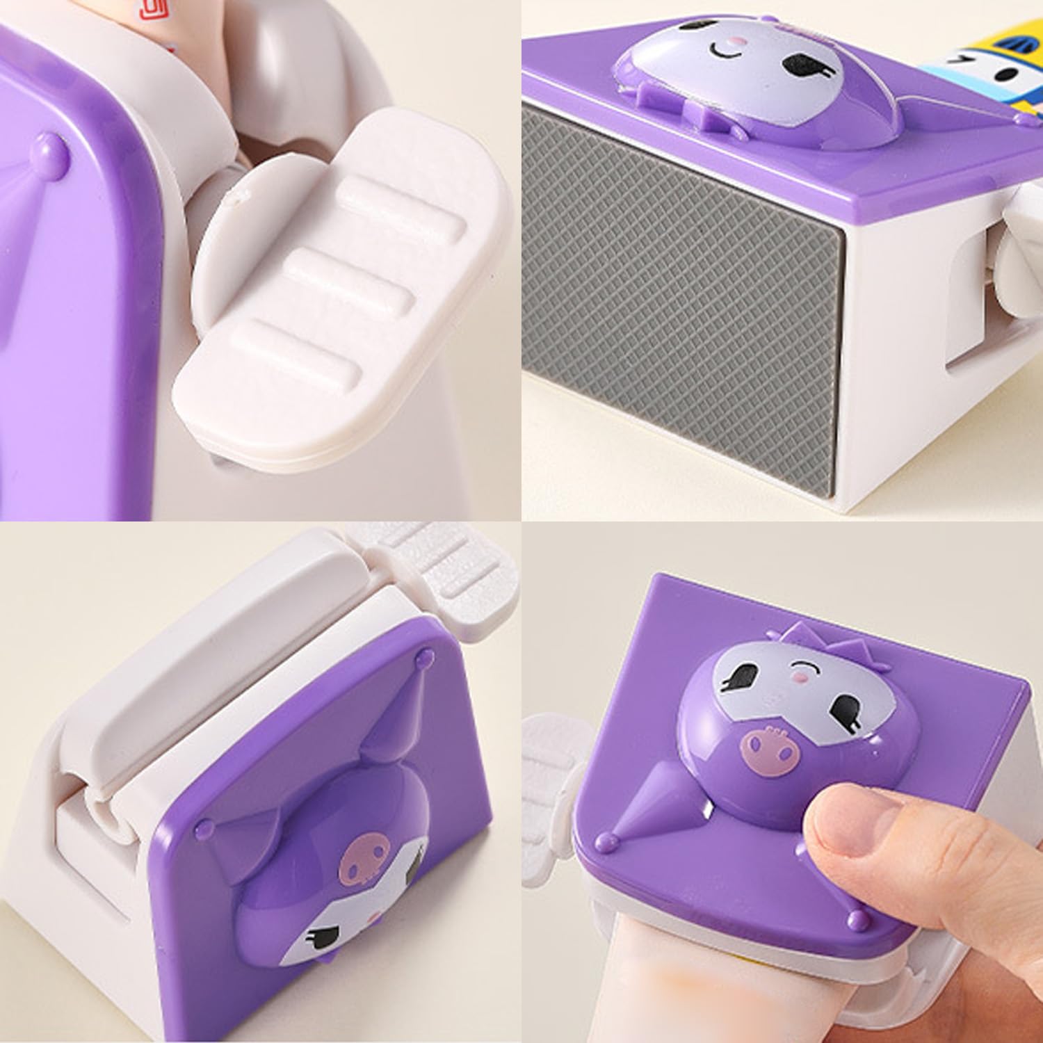 Cute Cartoon Toothpaste Squeezer & Tube Wringer Holder - Kawaii Bathroom Accessory Stand for Toothpaste Dispenser - Simple & Practical (Purple) - Perfect for Kids' Bathrooms & Travel
